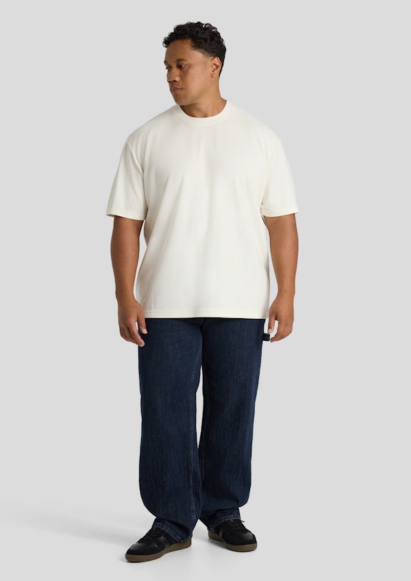 Cream Bias Stripe Relaxed Fit Tee