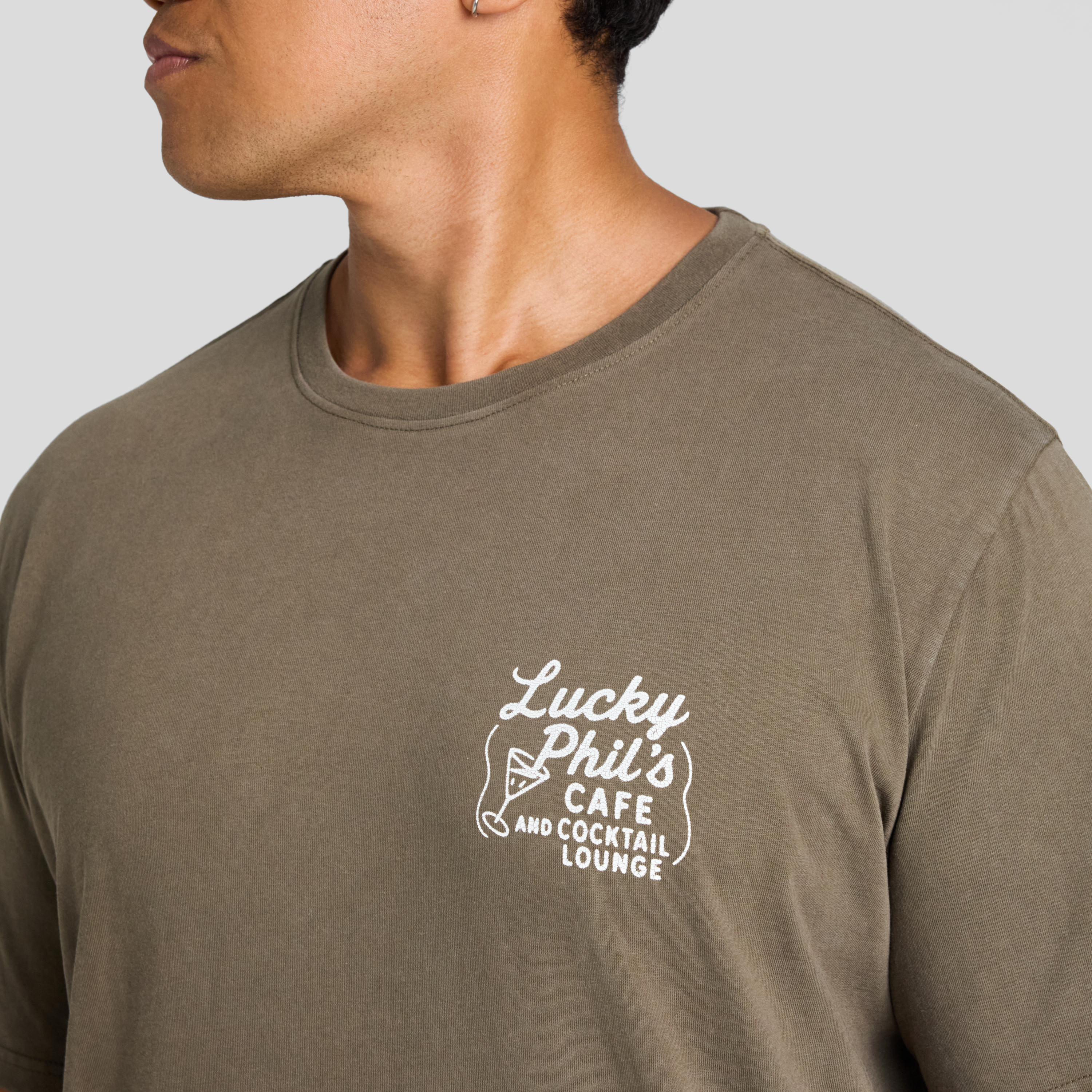Washed Khaki Café Crew Neck Tee