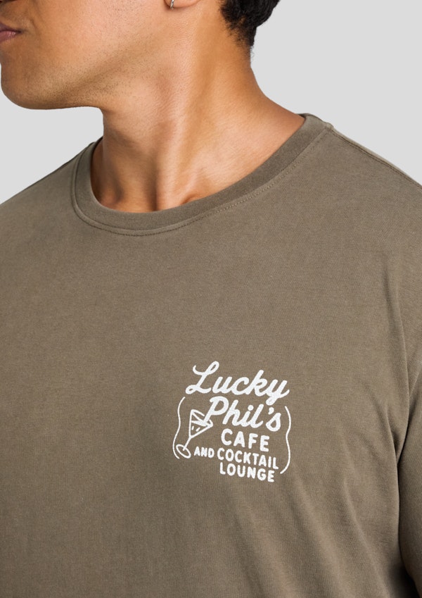 Washed Khaki Café Crew Neck Tee