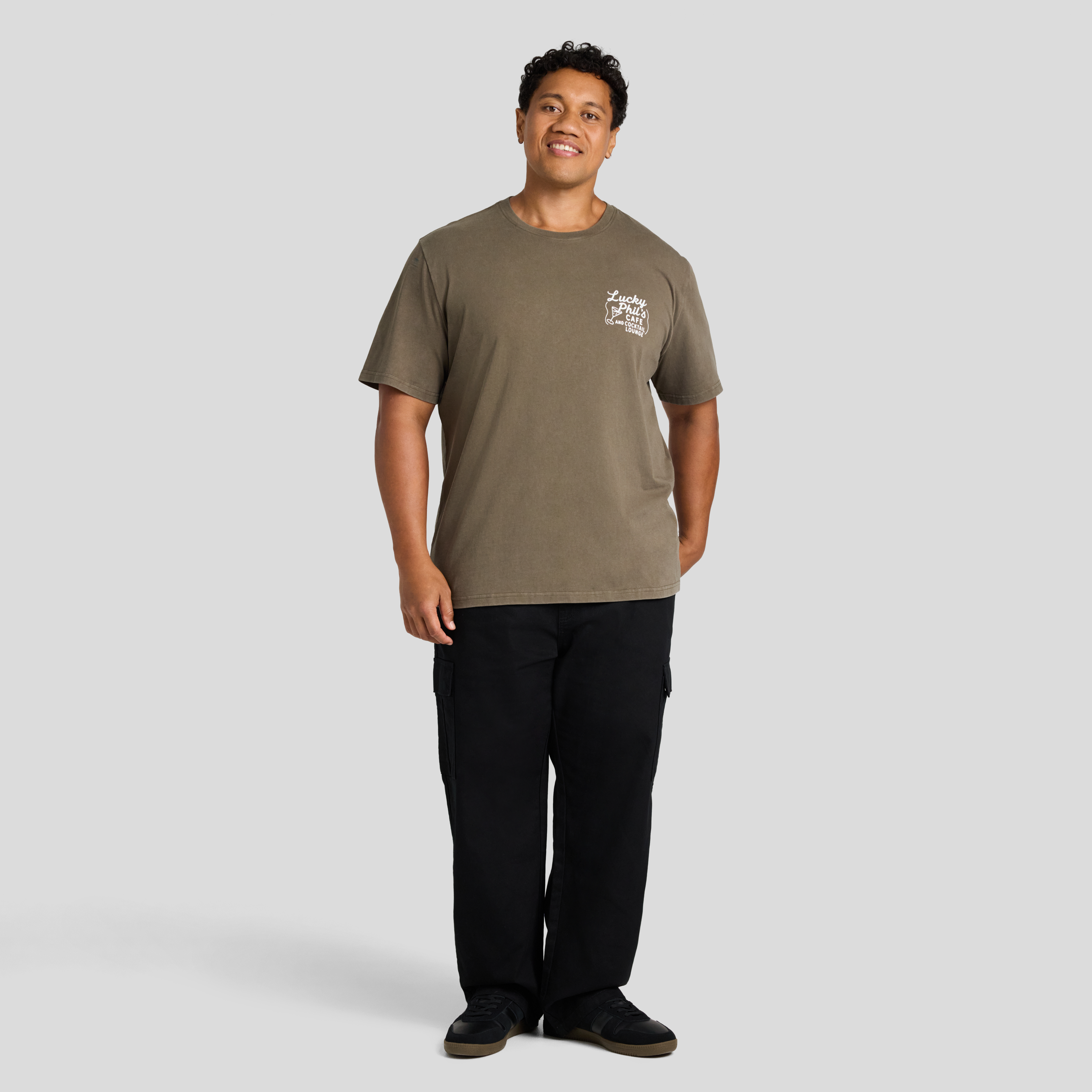 Washed Khaki Café Crew Neck Tee