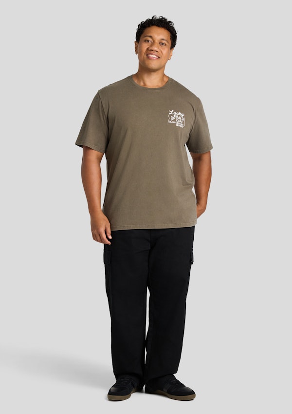 Washed Khaki Café Crew Neck Tee