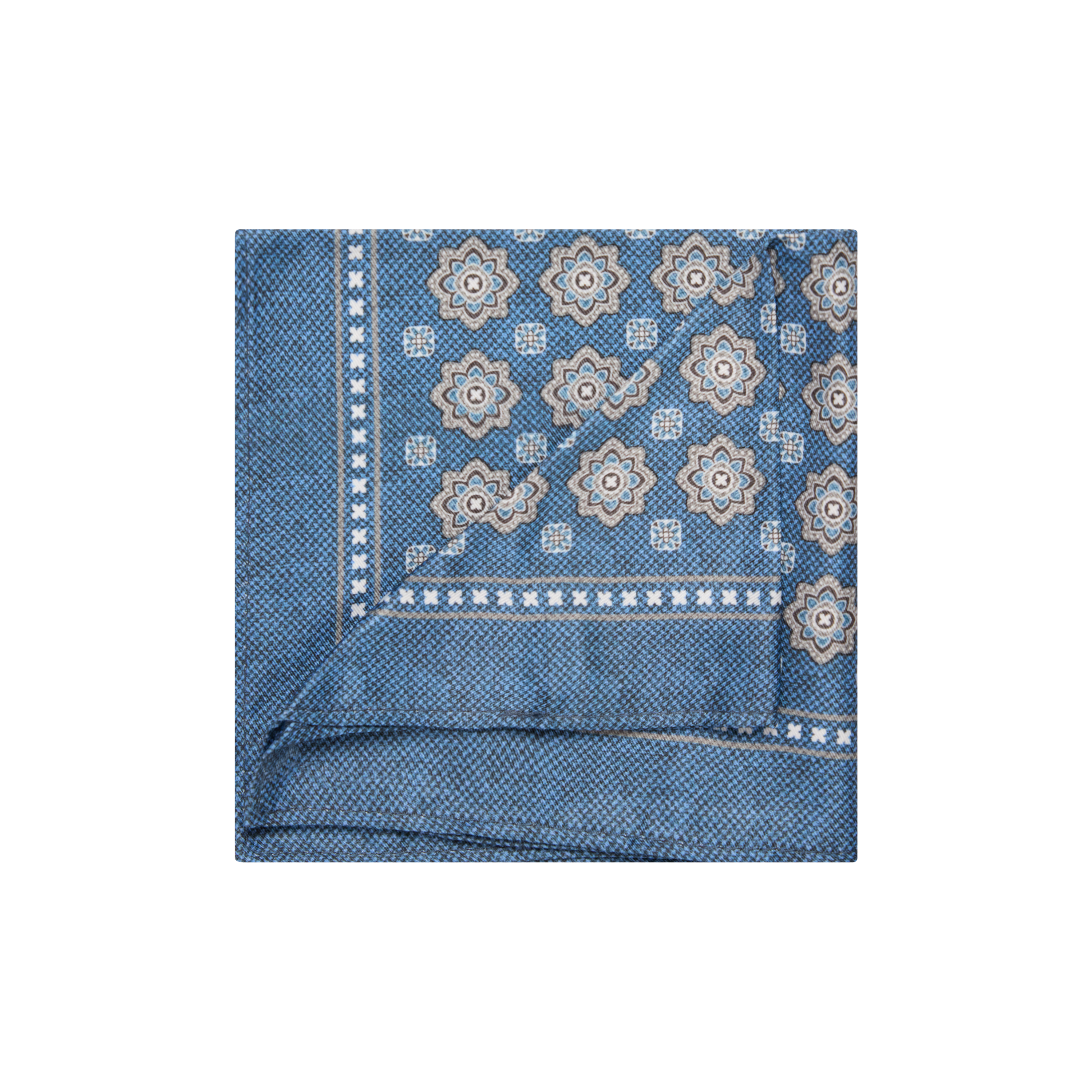 Blue Block Printed Pocket Square