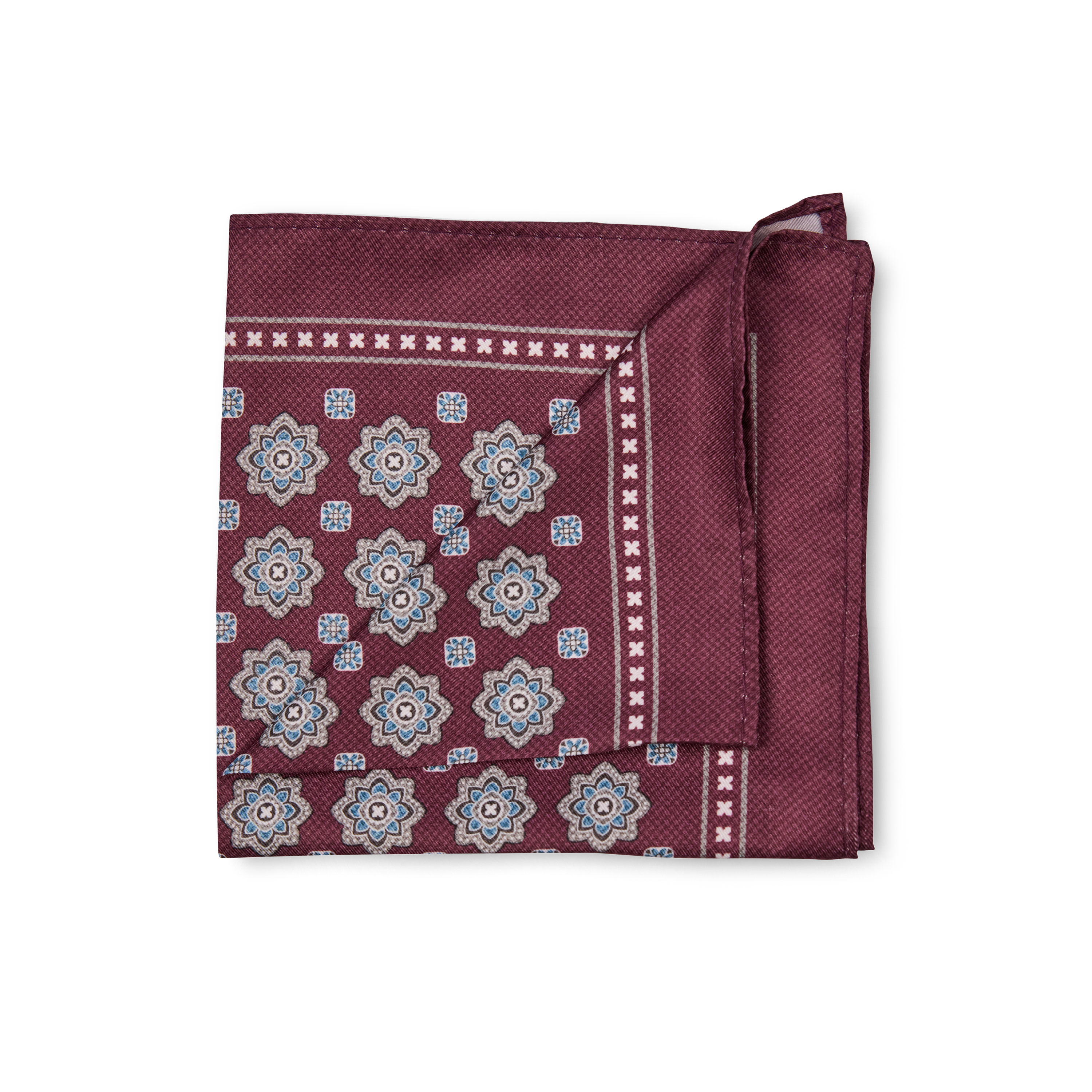 Burgundy Block Printed Pocket Square