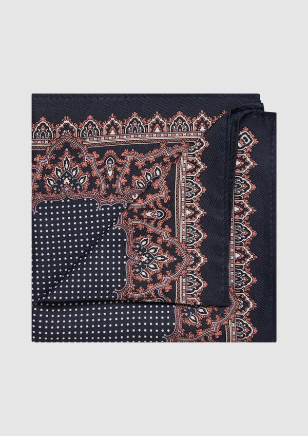 Navy Paisley Pocket Square