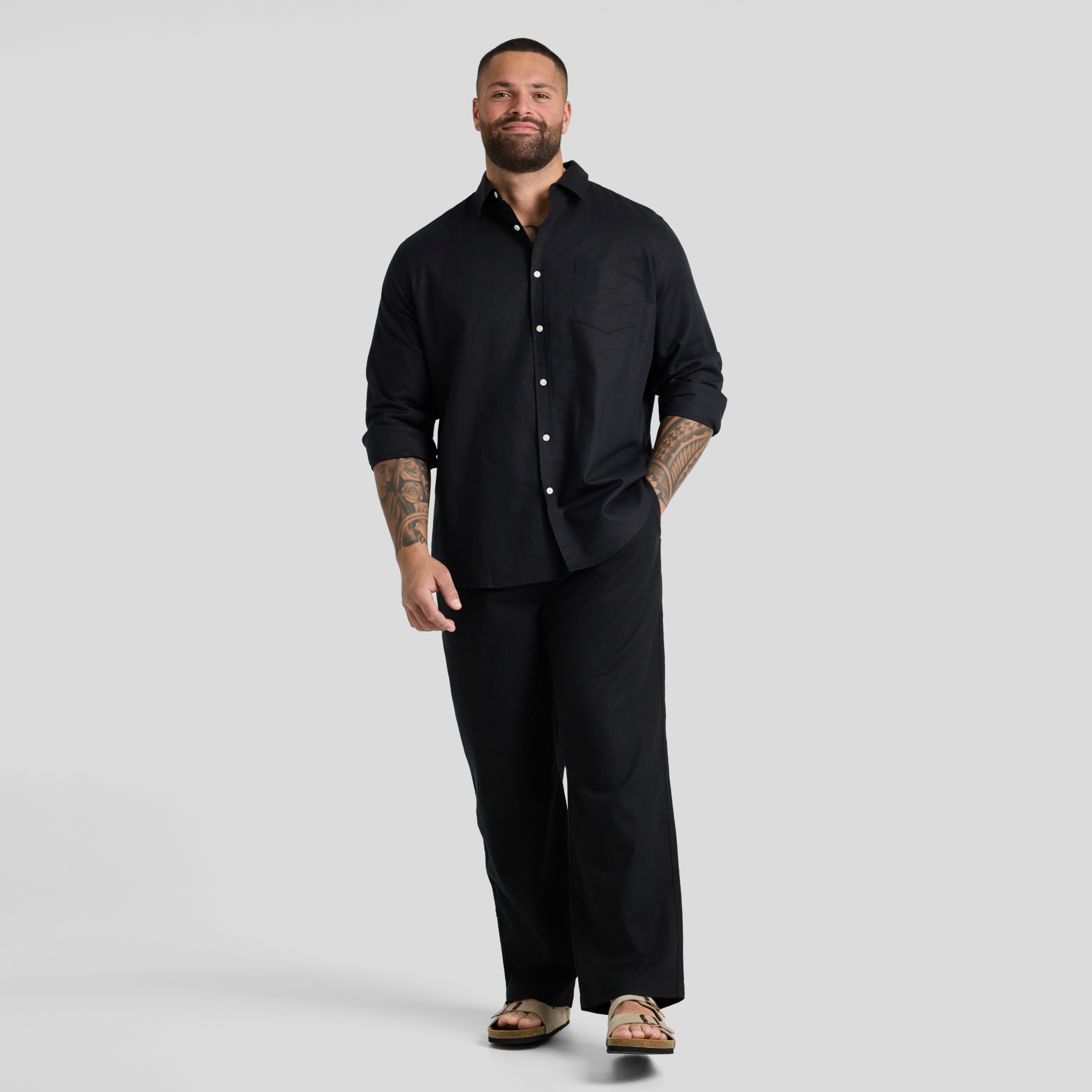 Black Shoreline Linen Pant