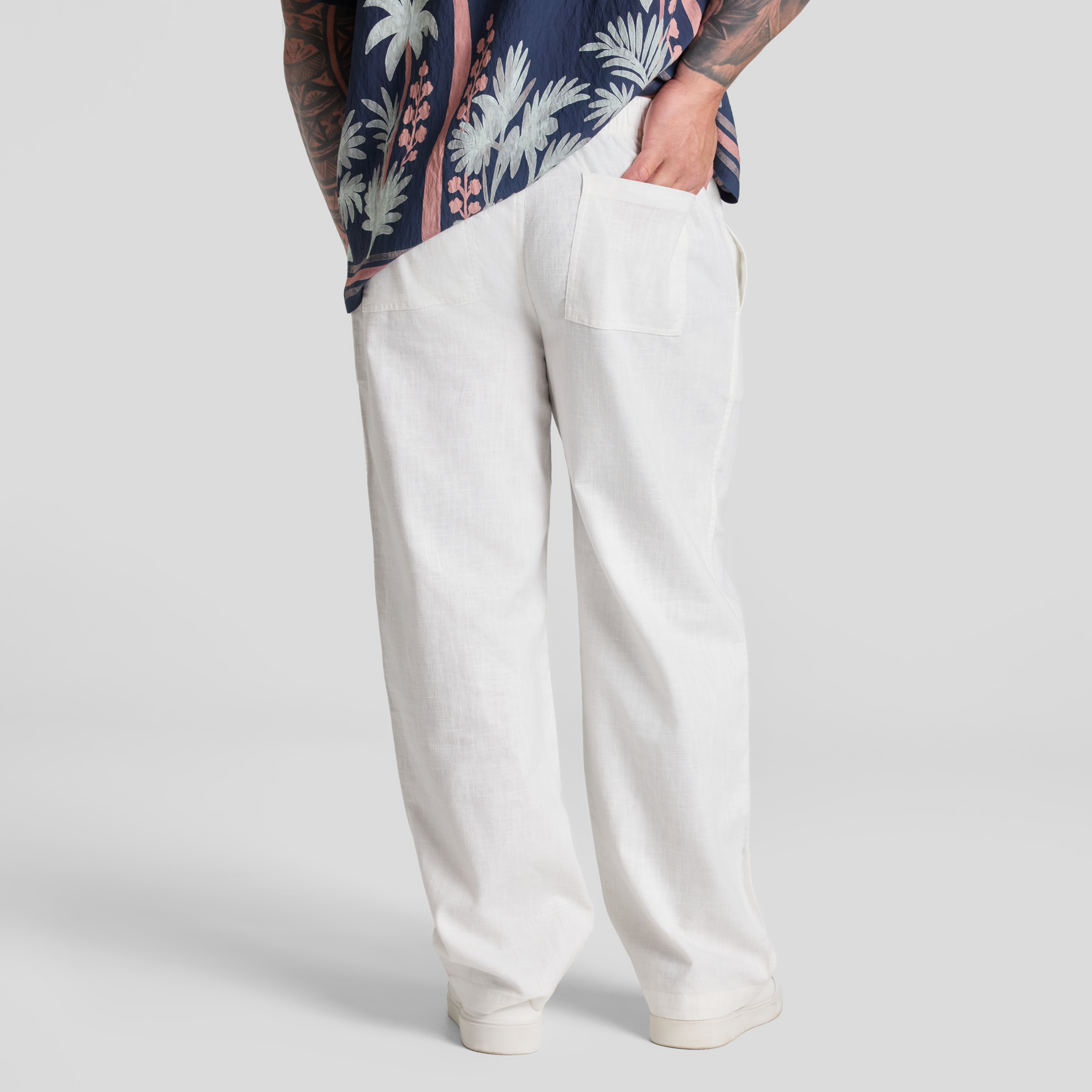 White Shoreline Linen Pant