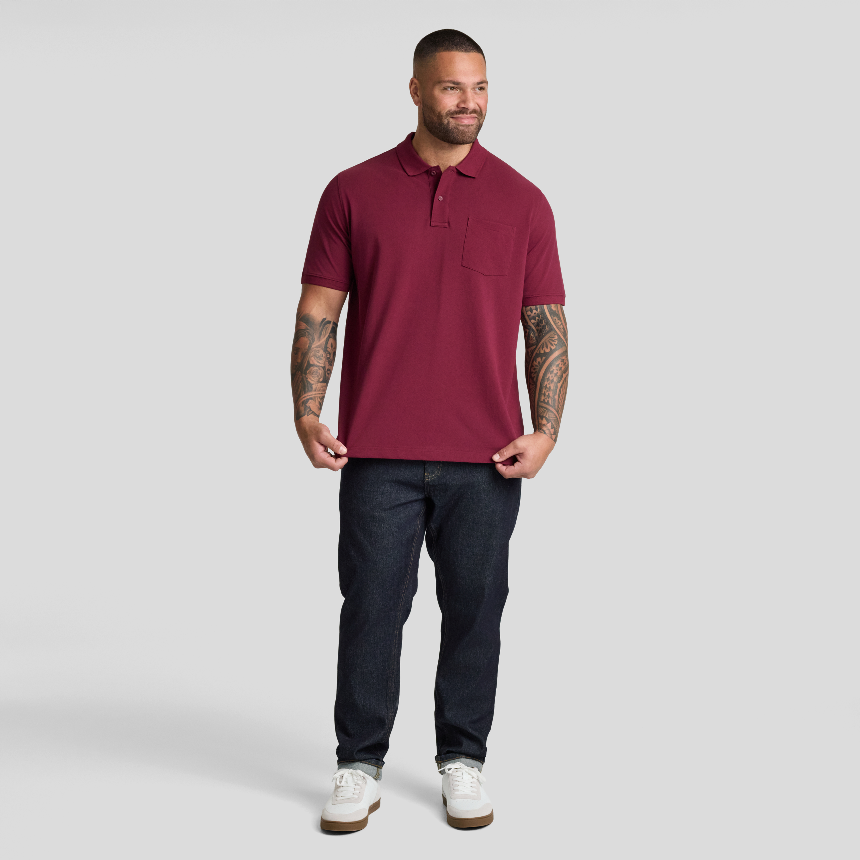 Burgundy Asher Pique Polo