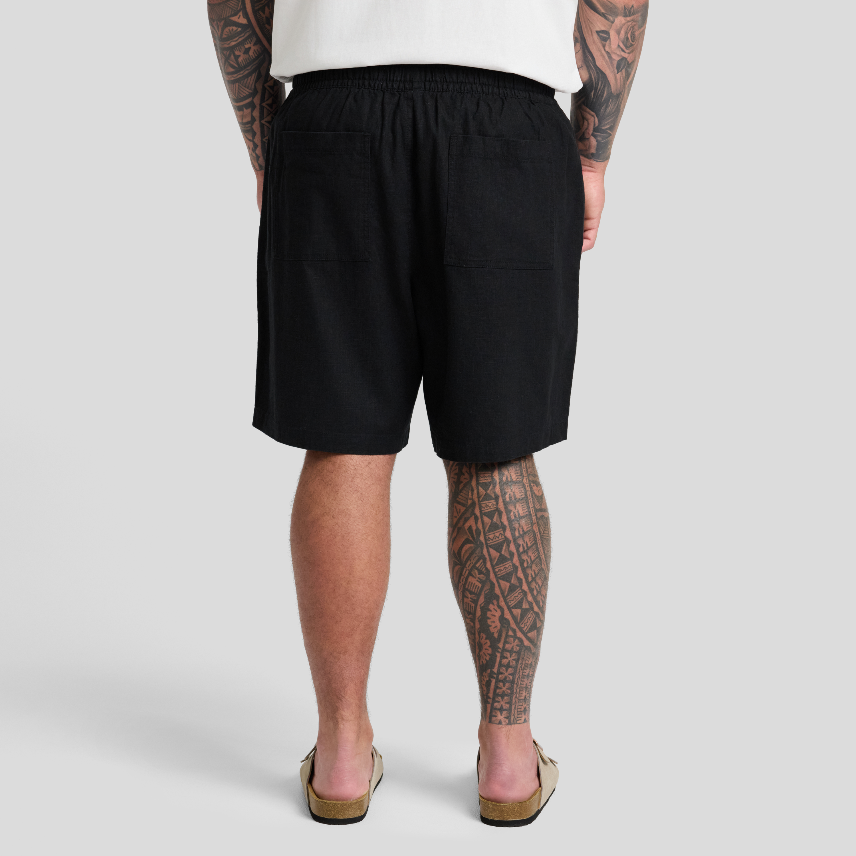 Black Shoreline Linen Short