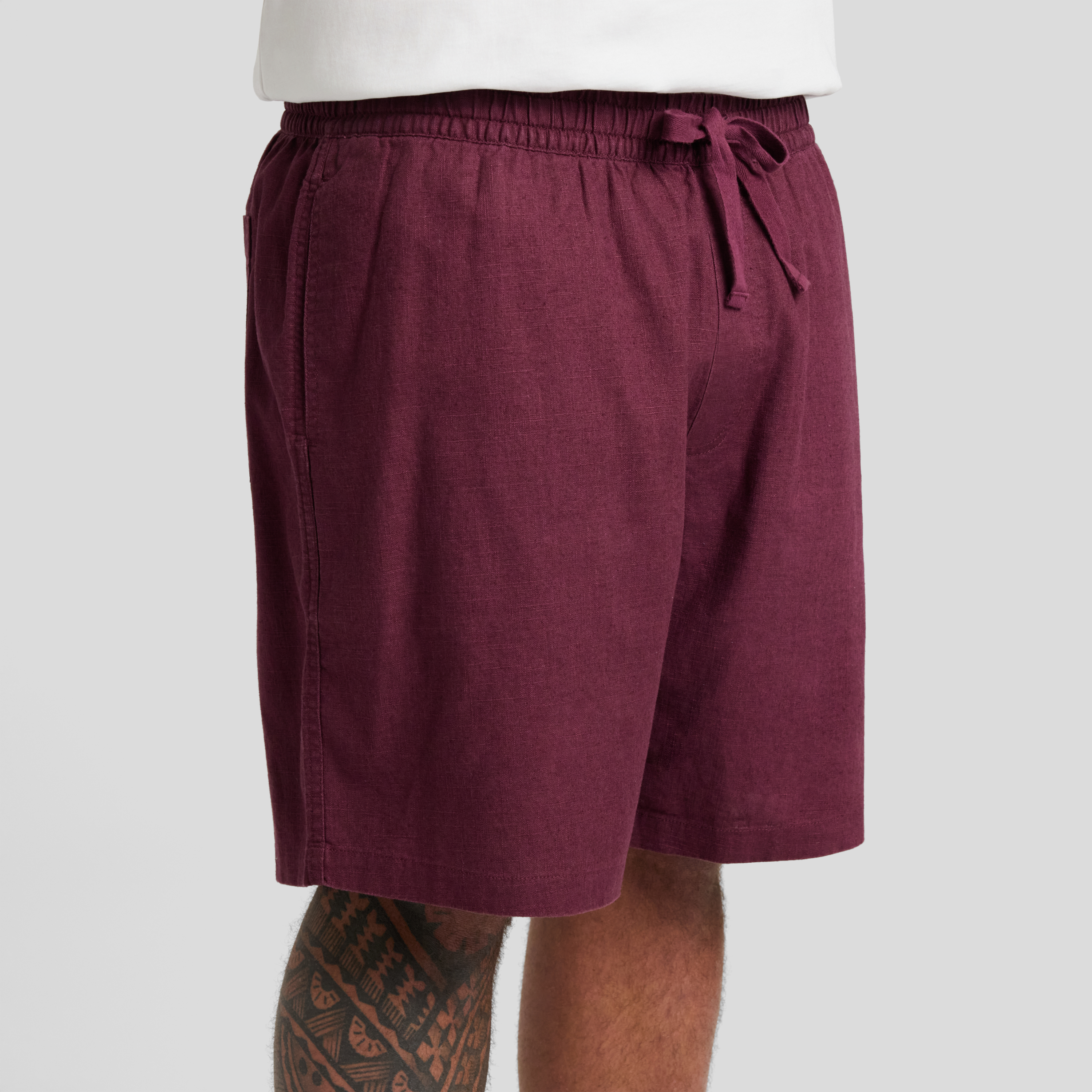 Burgundy Shoreline Linen Short