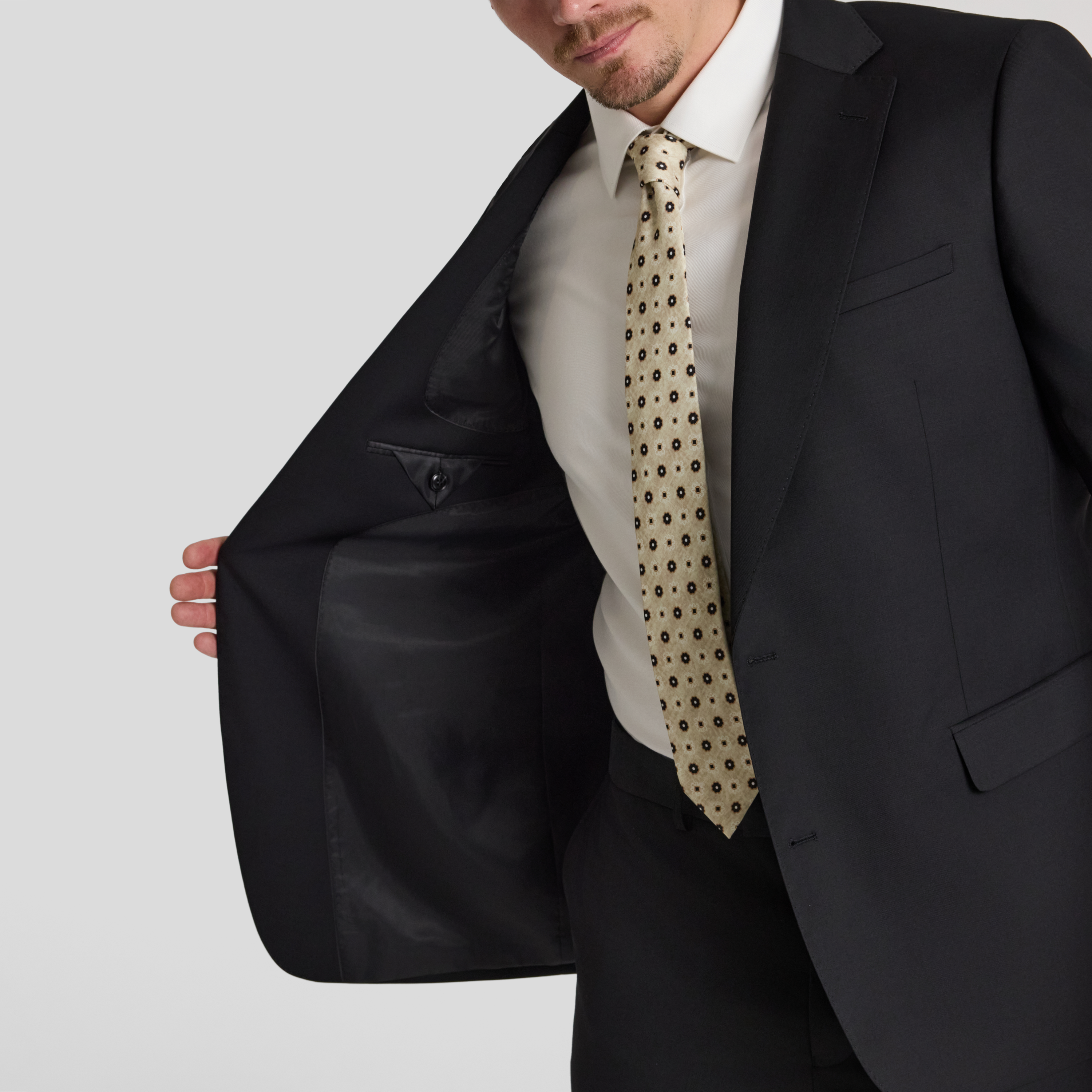 Black Baxter Wool Blend Suit Jacket
