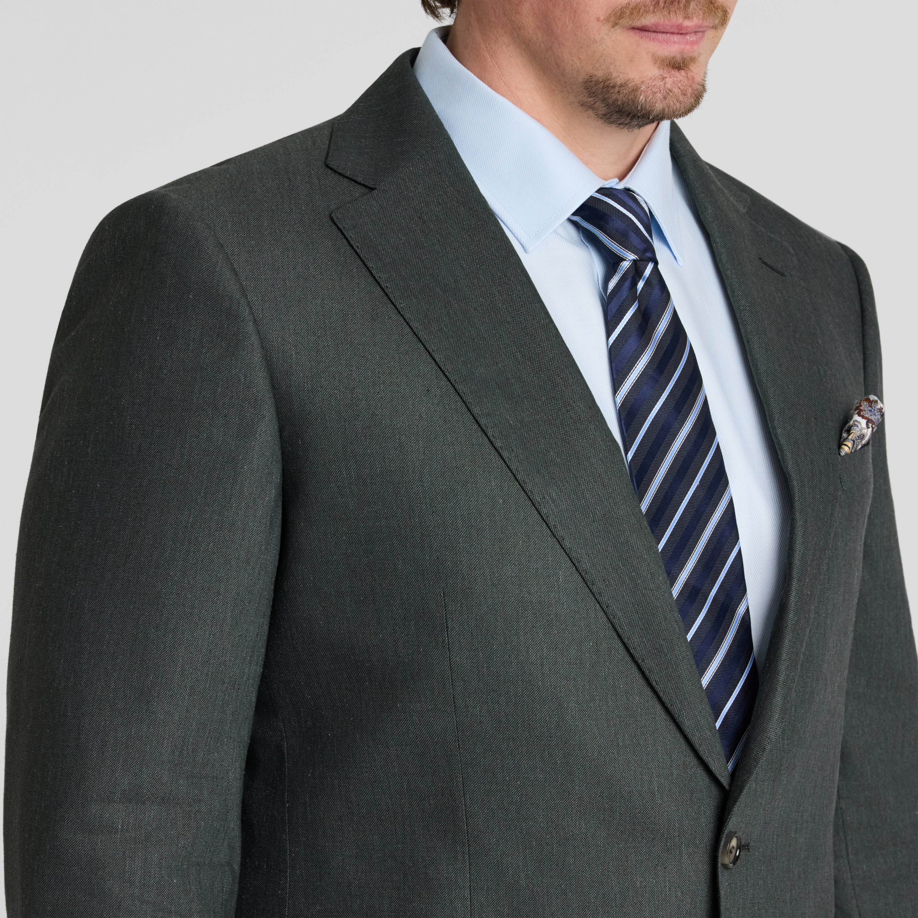 Dark Green Byron Linen Blend Suit Jacket