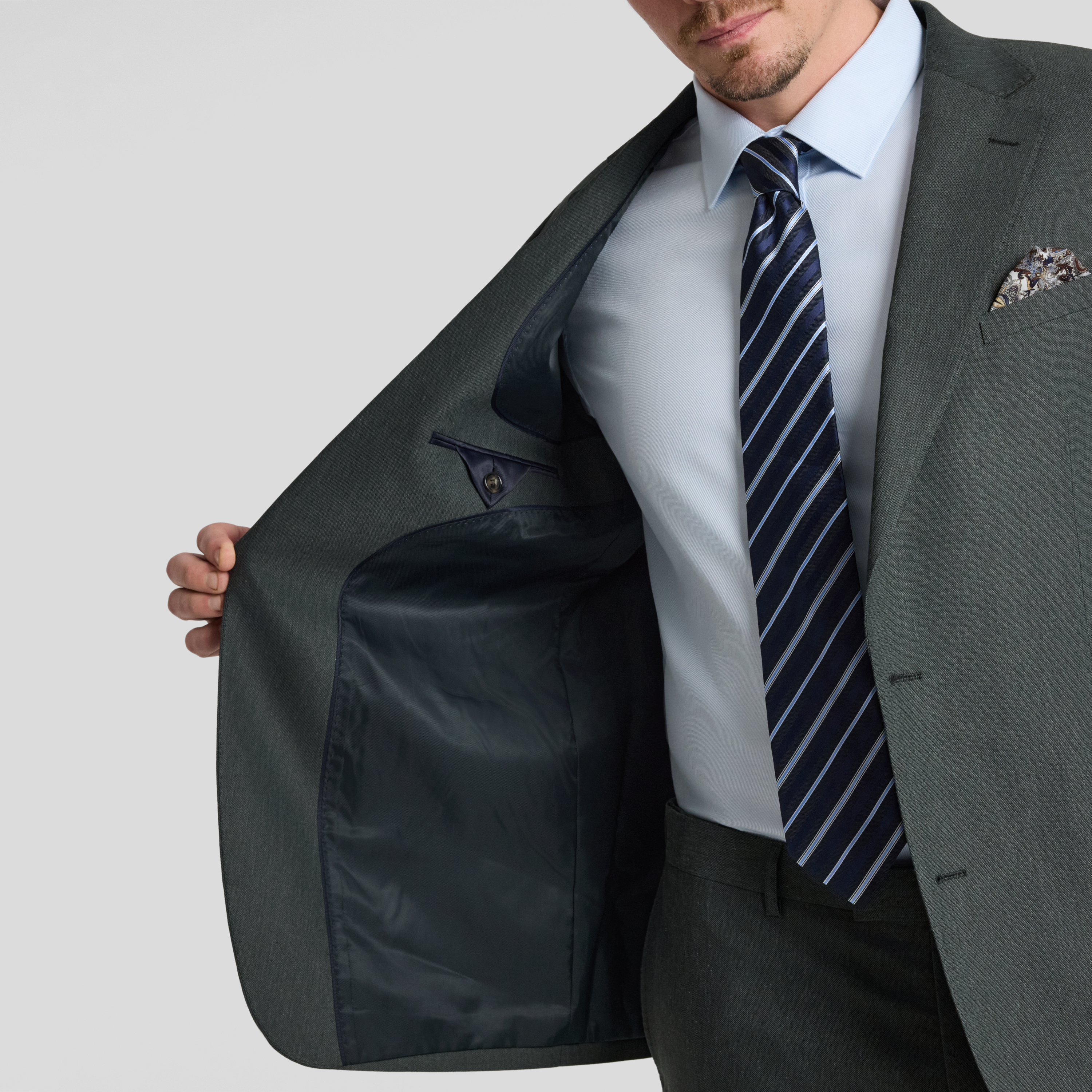 Dark Green Byron Linen Blend Suit Jacket