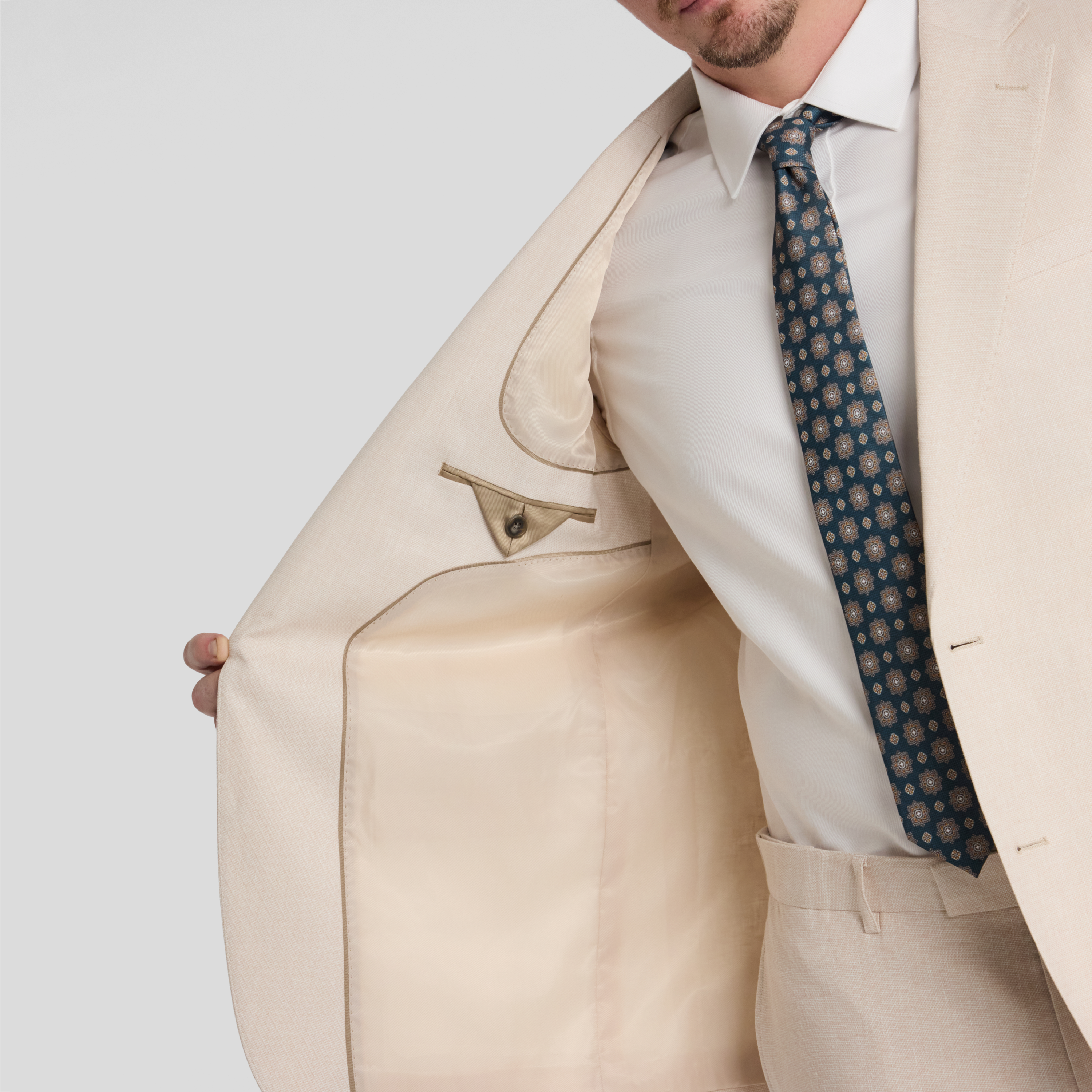 Sand Hugo Linen Blend Suit Jacket