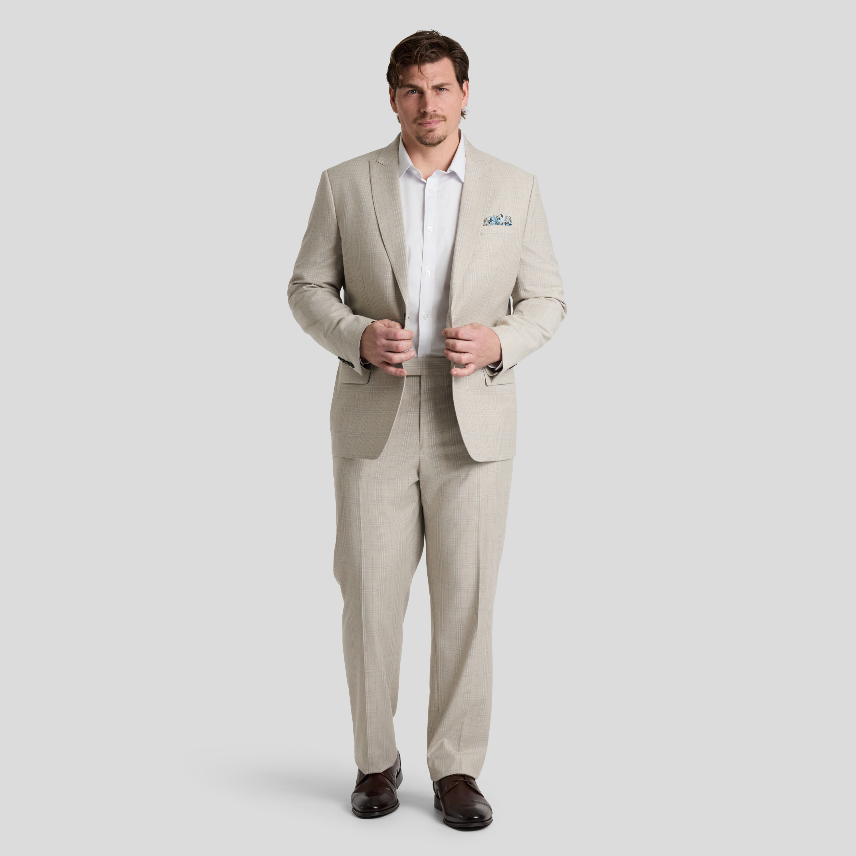 Stone Baker Check Suit Jacket