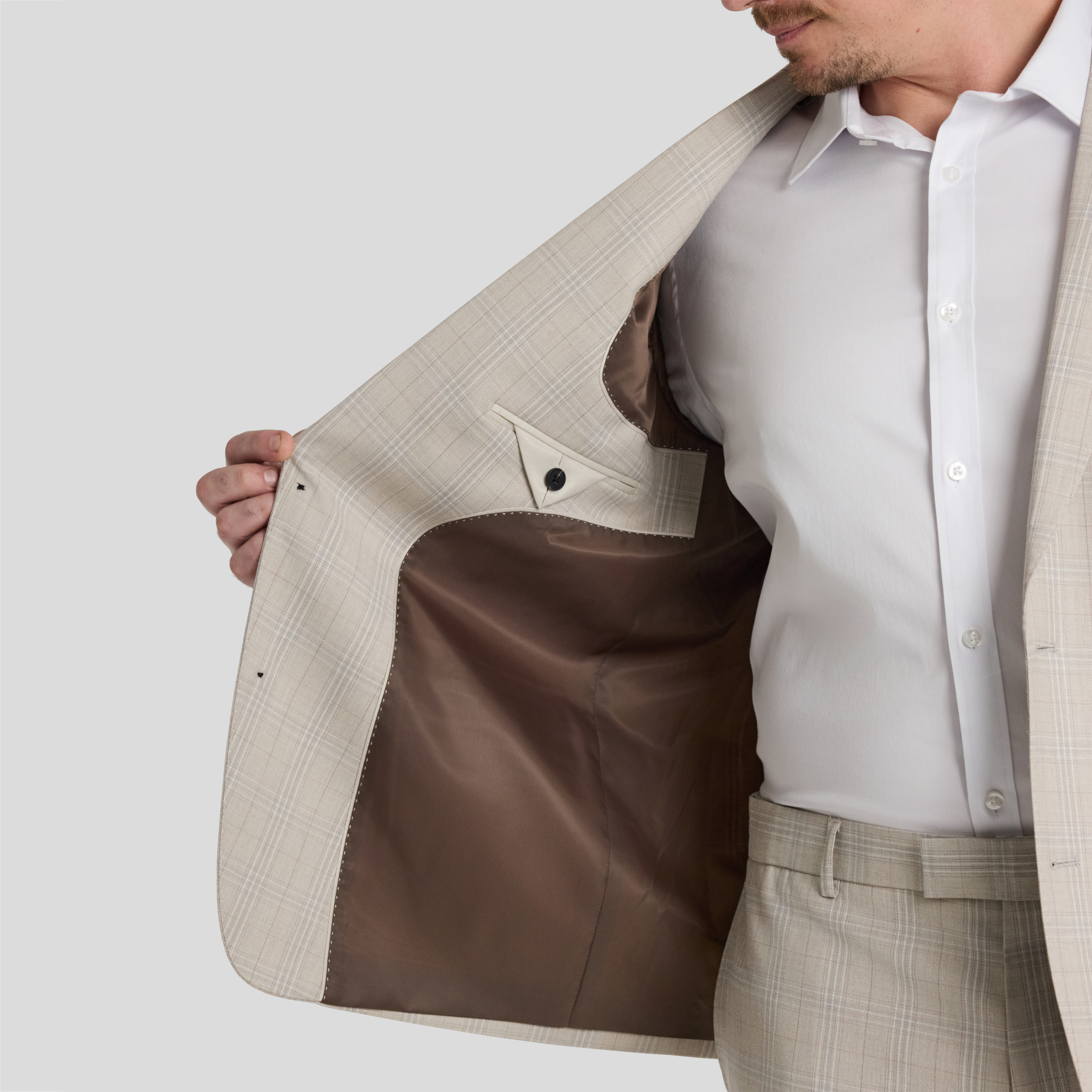 Stone Baker Check Suit Jacket