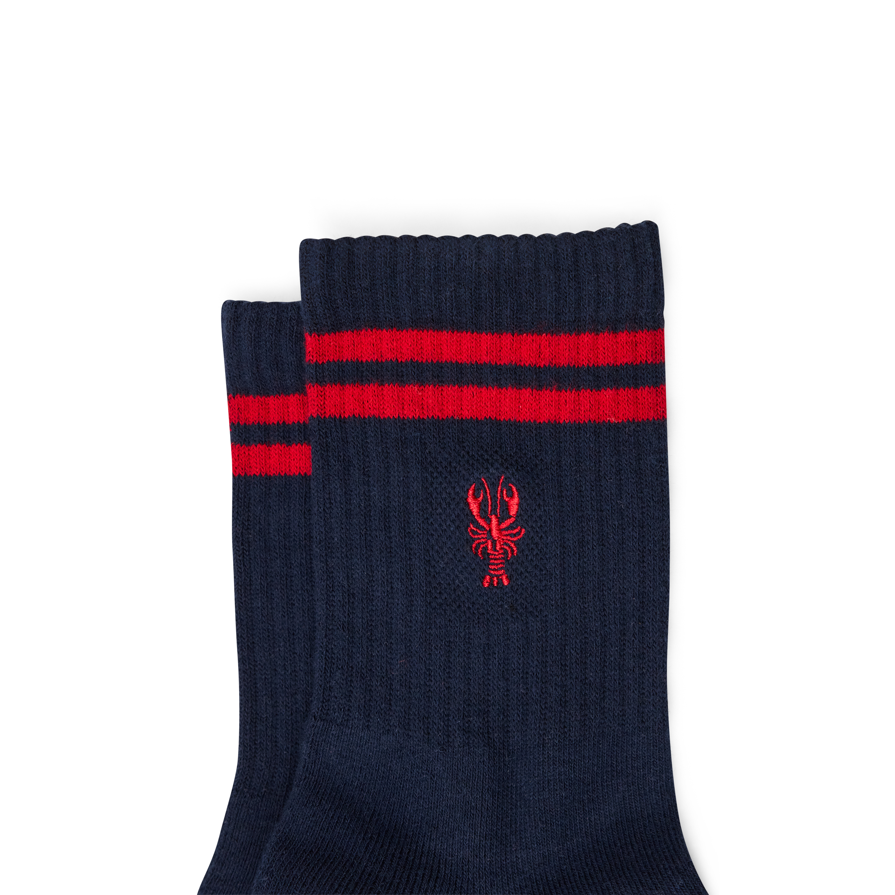 Navy Lobster Embroidered Tube Sock