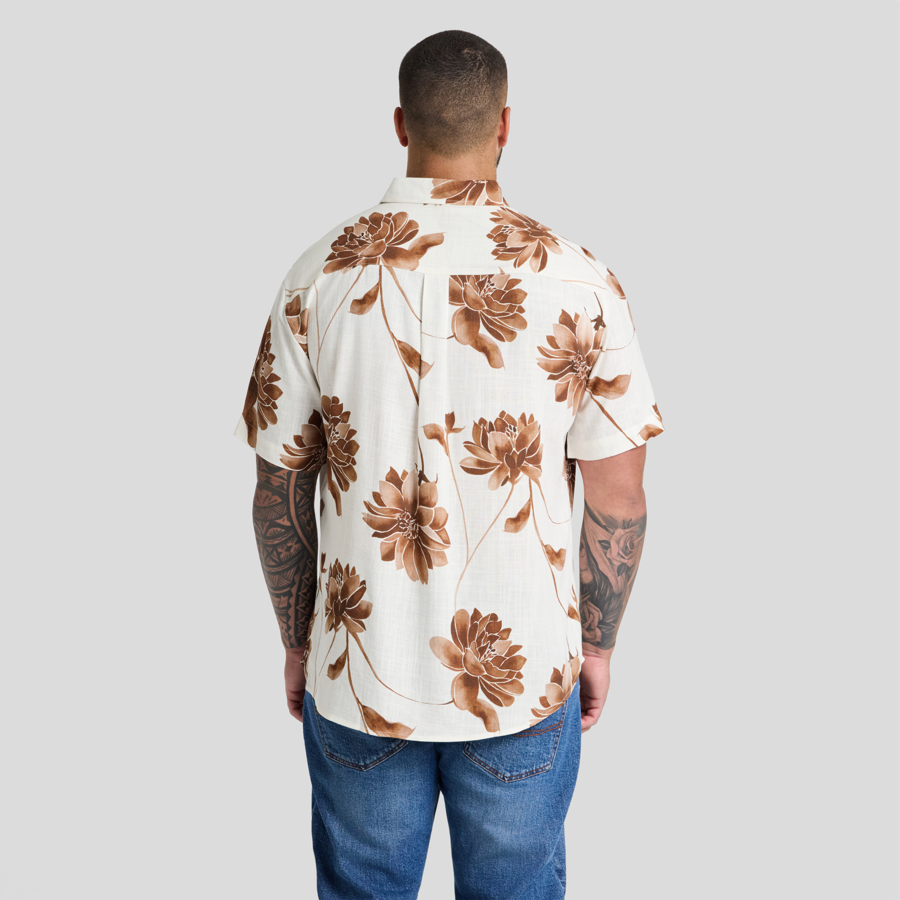 White Lilium Print Shirt