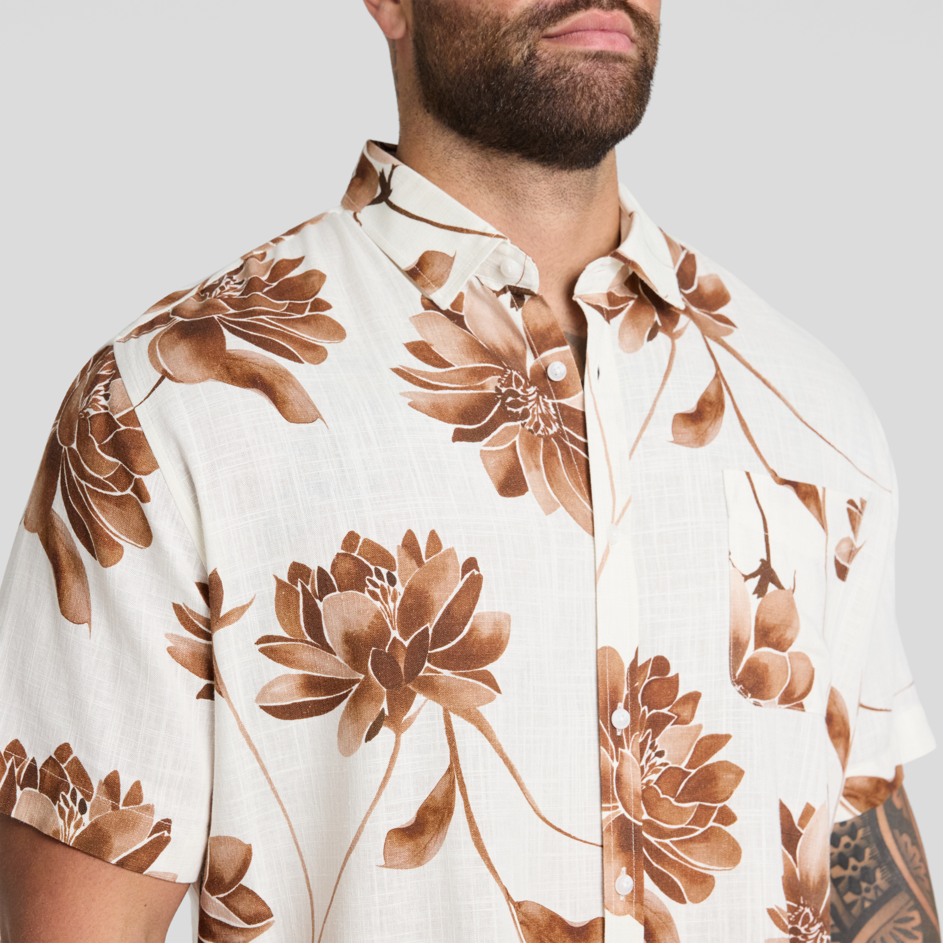 White Lilium Print Shirt