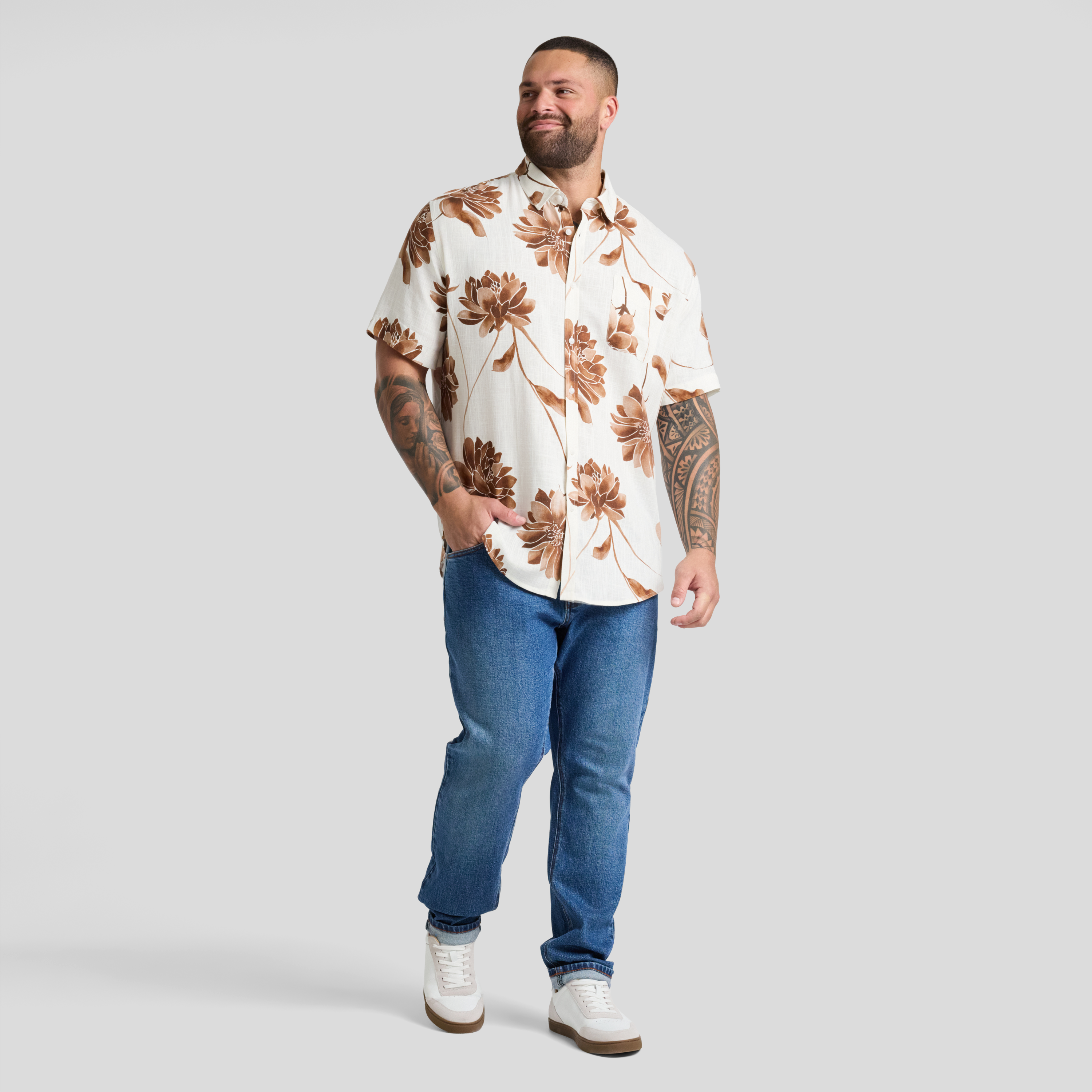 White Lilium Print Shirt