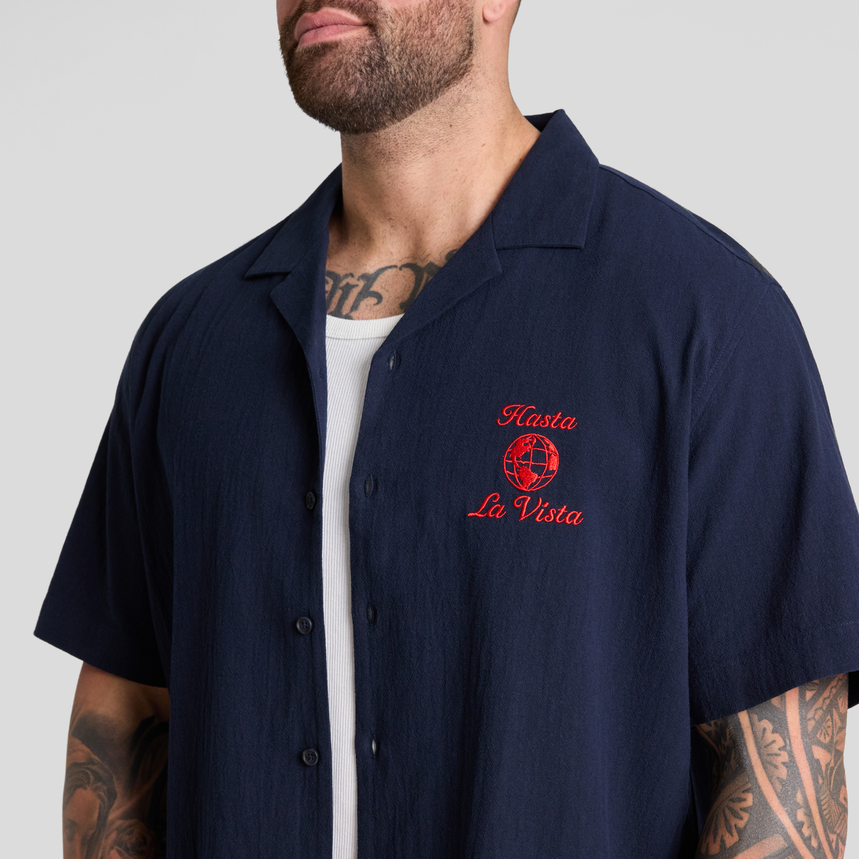 Navy Vista Embroidered Shirt