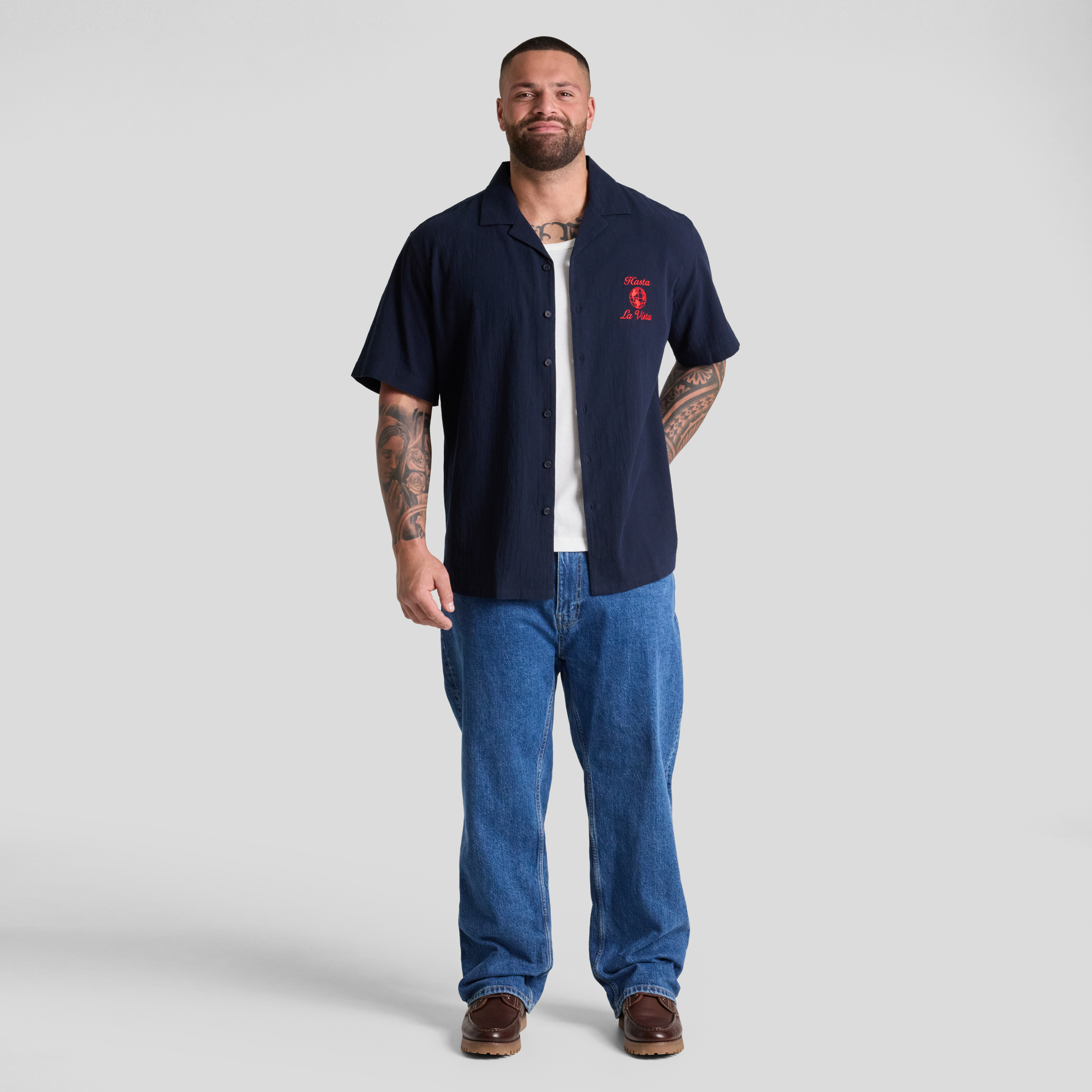 Navy Vista Embroidered Shirt