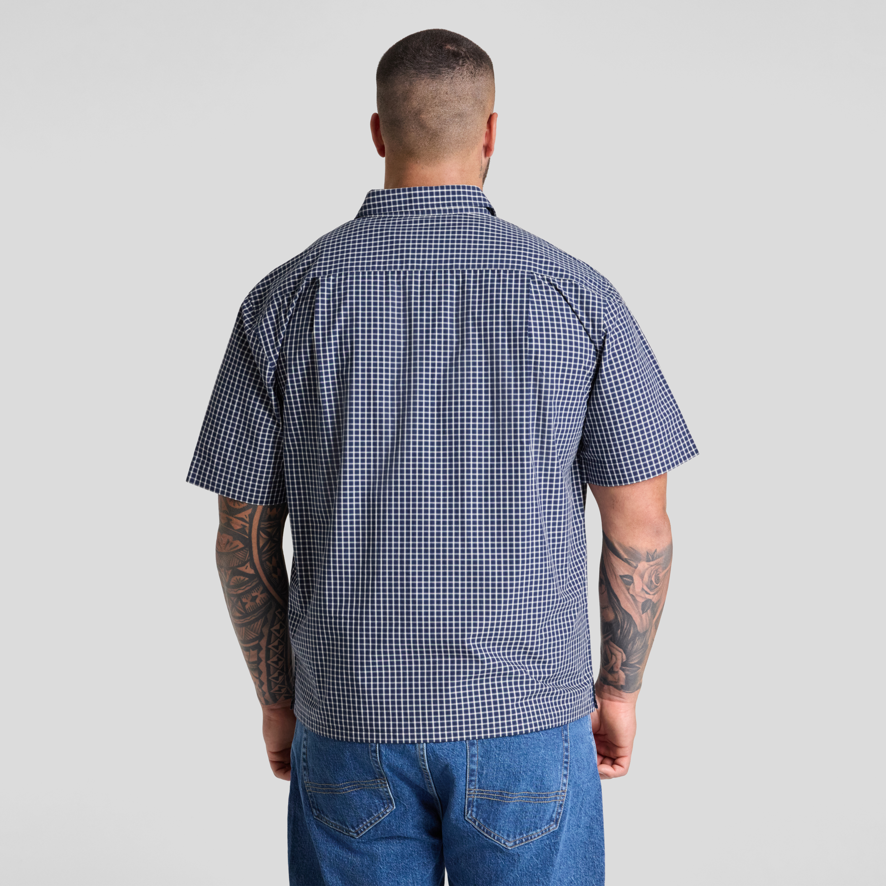 Navy Tony Boxy Check Shirt