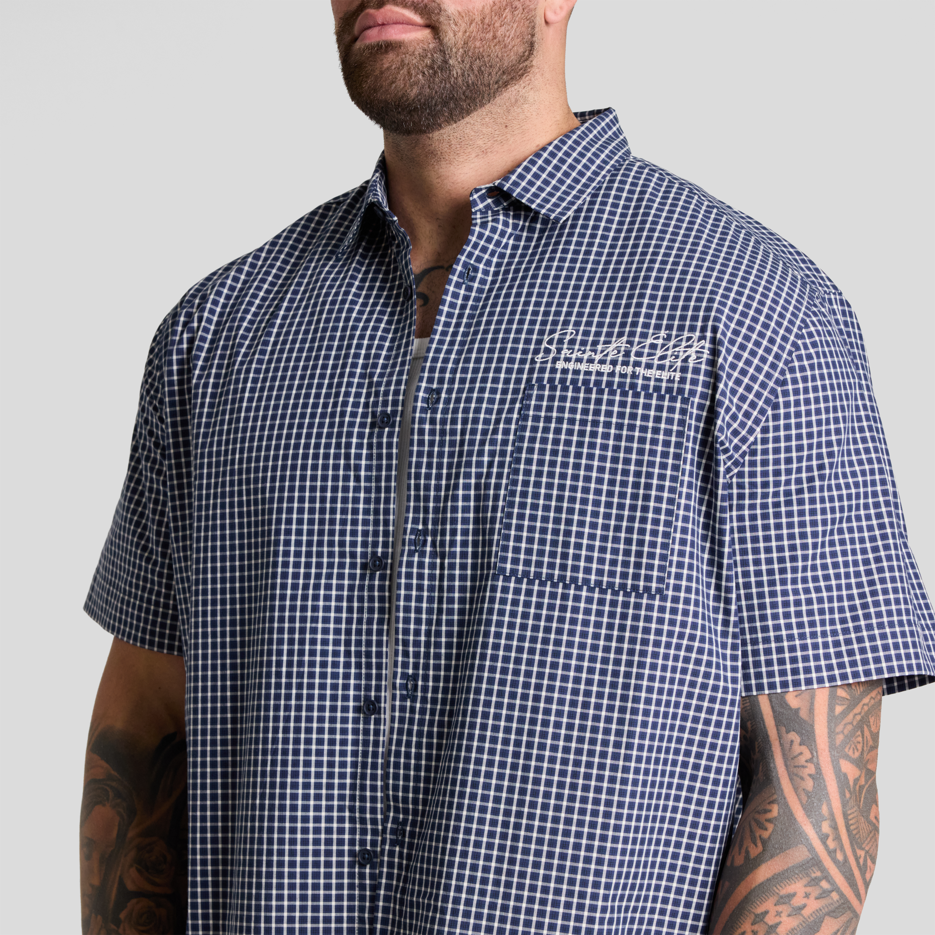 Navy Tony Boxy Check Shirt