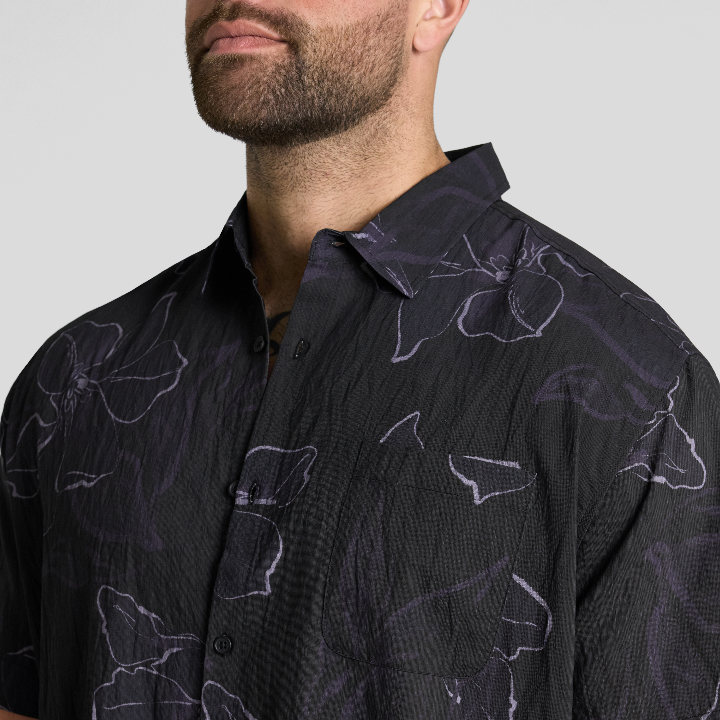 Black Smoke Floral Print Shirt