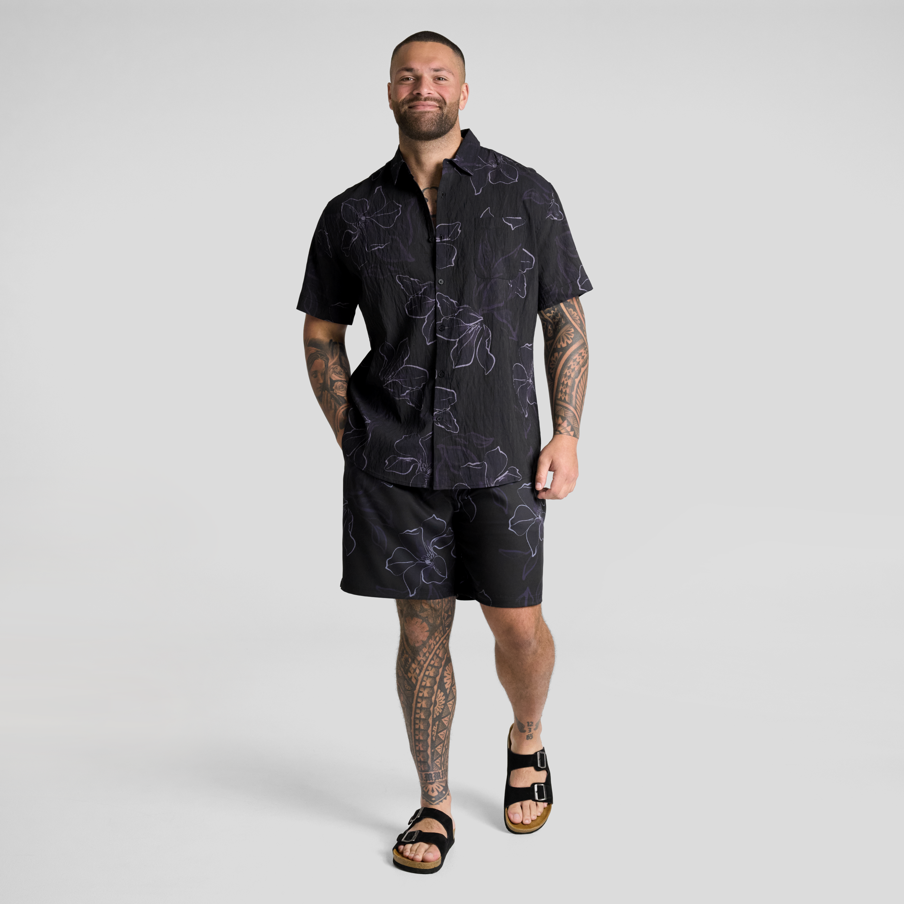 Black Smoke Floral Print Shirt