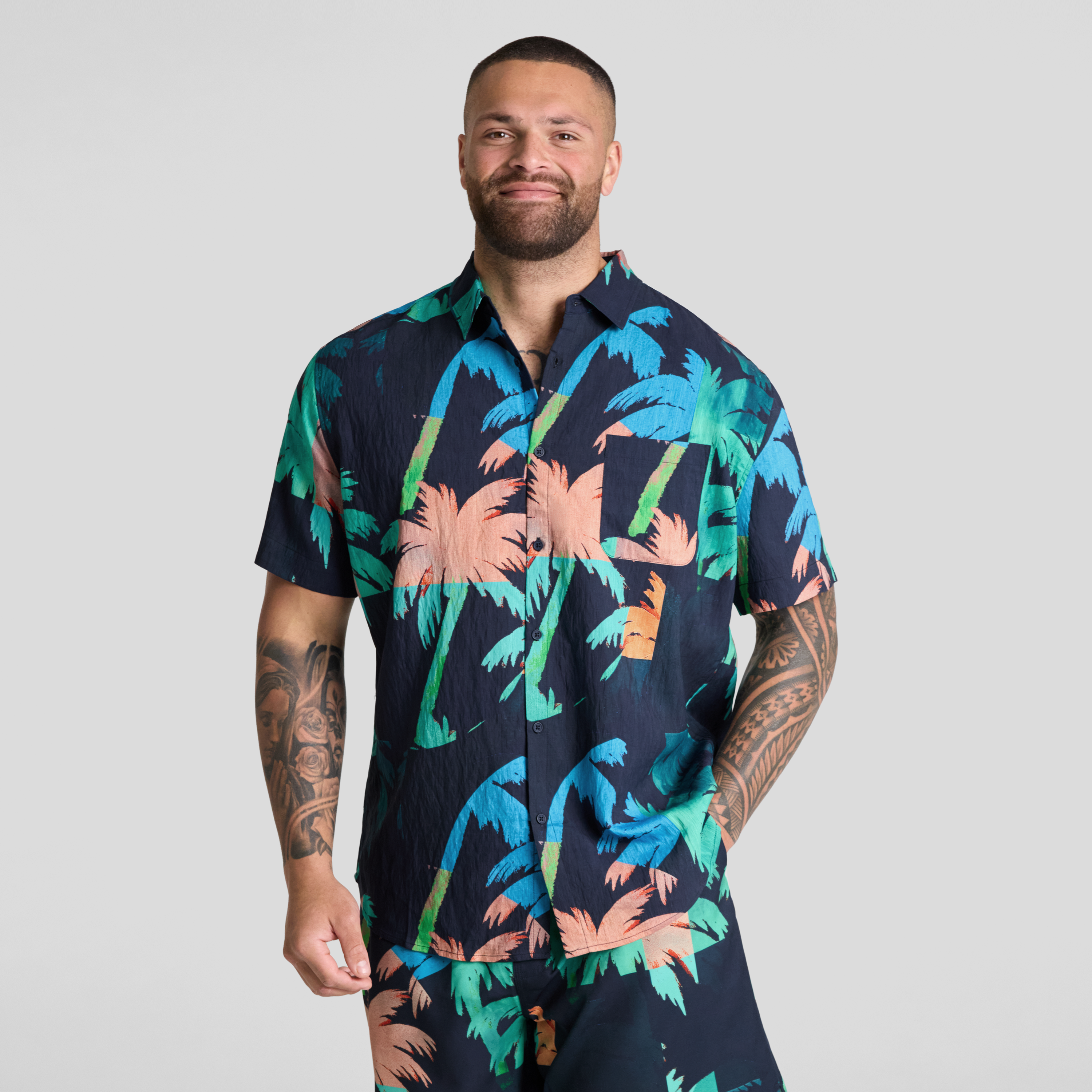 Mosaic Palm Print Shirt