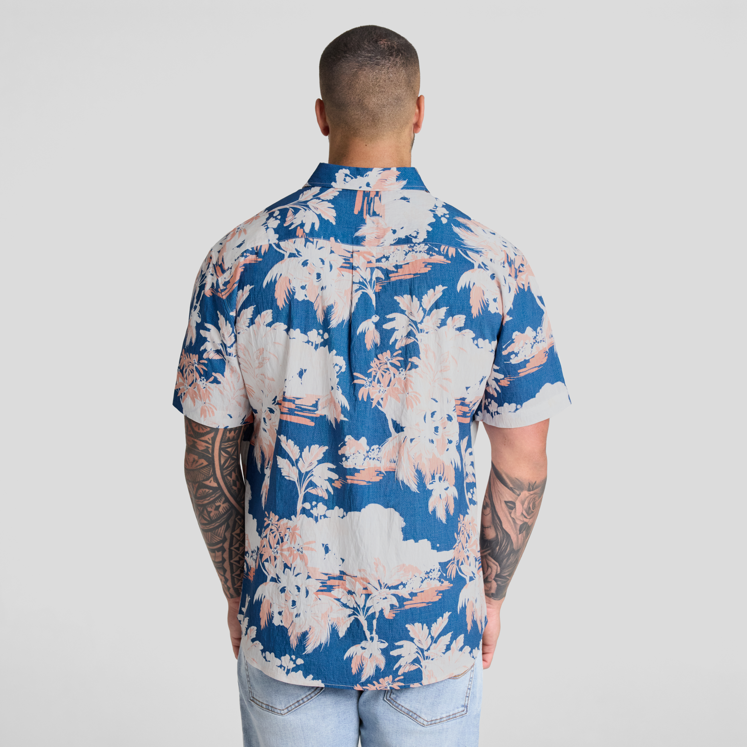 Blue Oahu Island Print Shirt