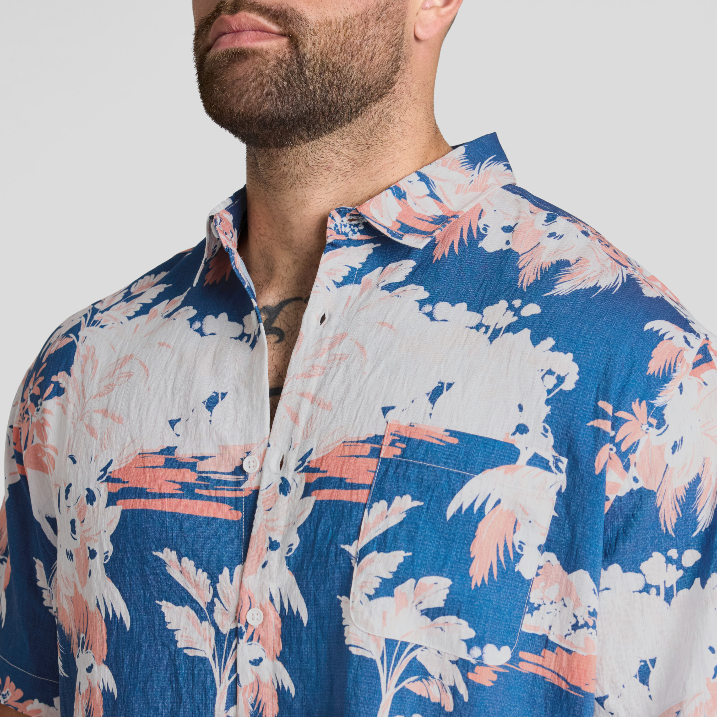 Blue Oahu Island Print Shirt