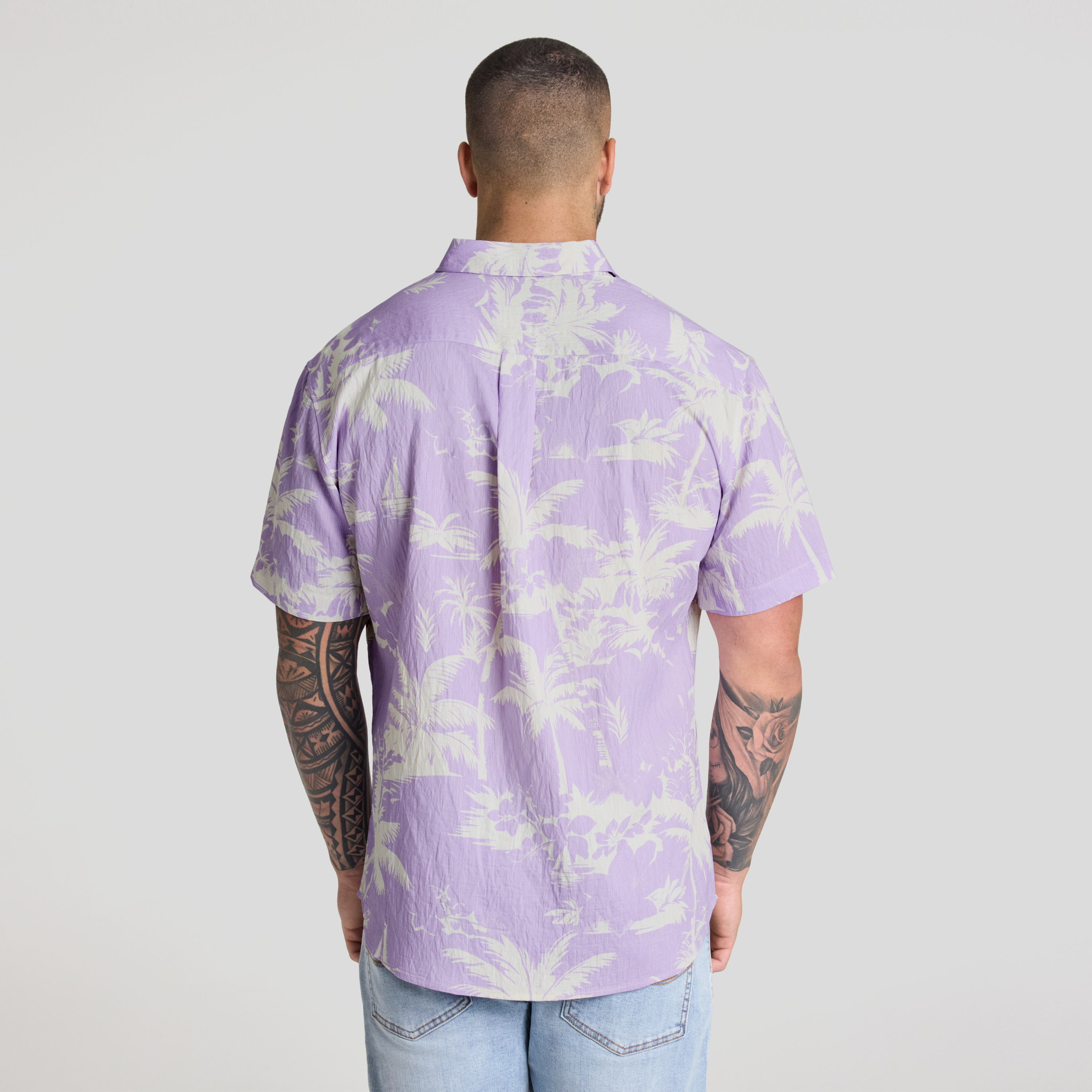 Lilac Two Palms Print Shirt