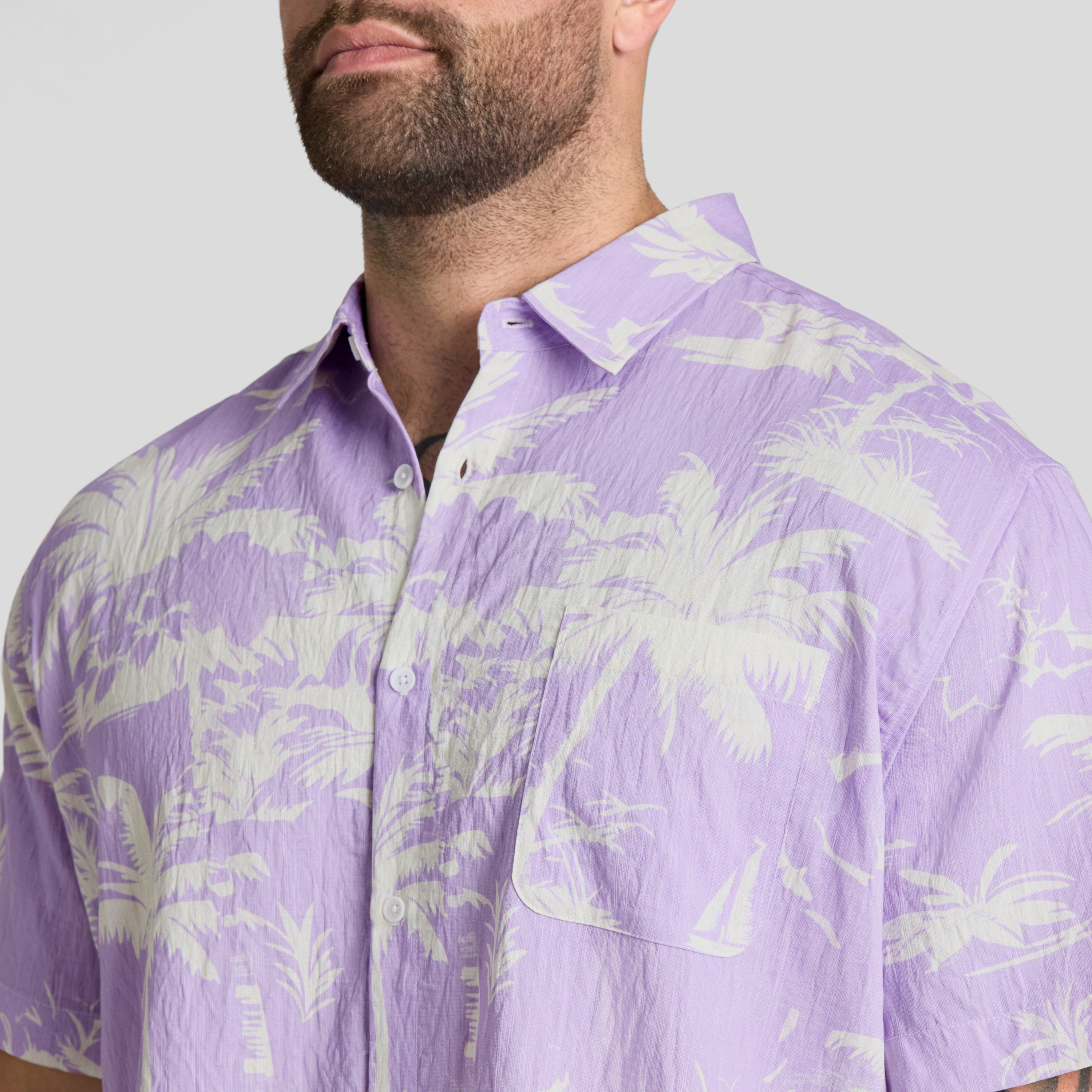 Lilac Two Palms Print Shirt