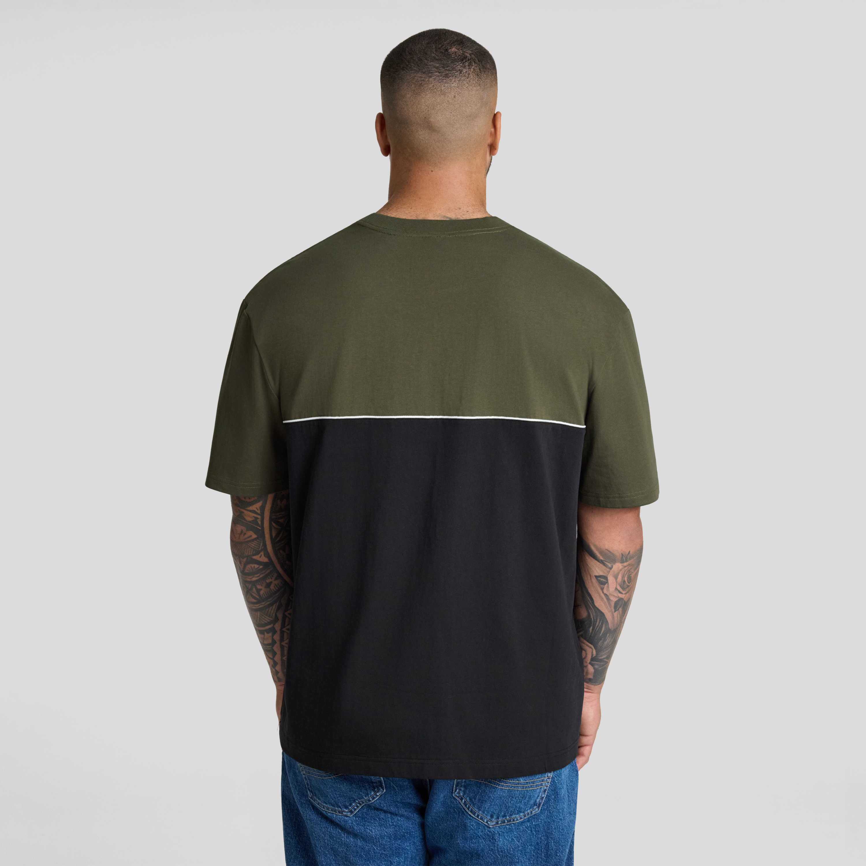 Khaki Block Panel Relaxed Fit Tee