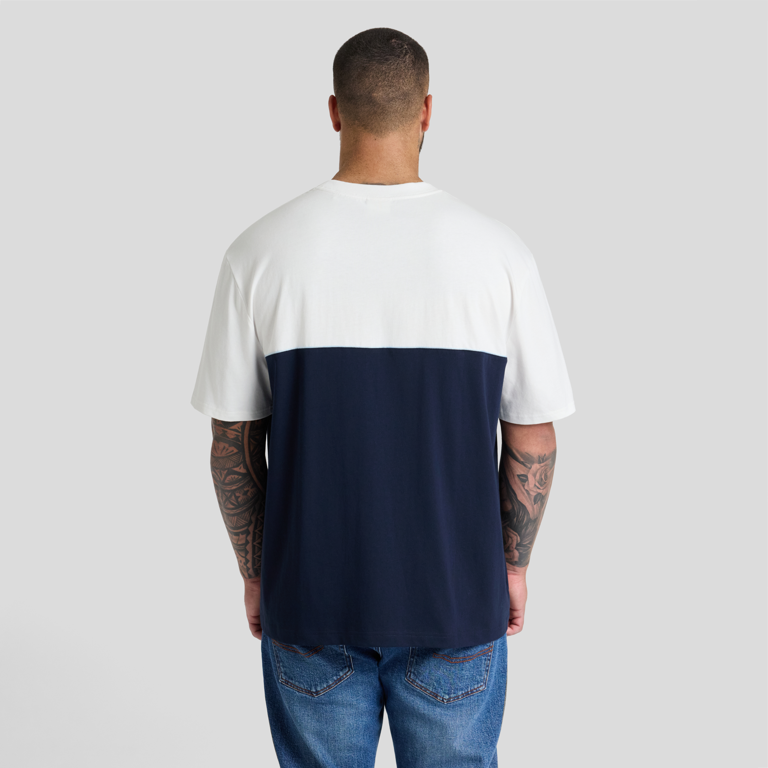 Navy Block Panel Relaxed Fit Tee