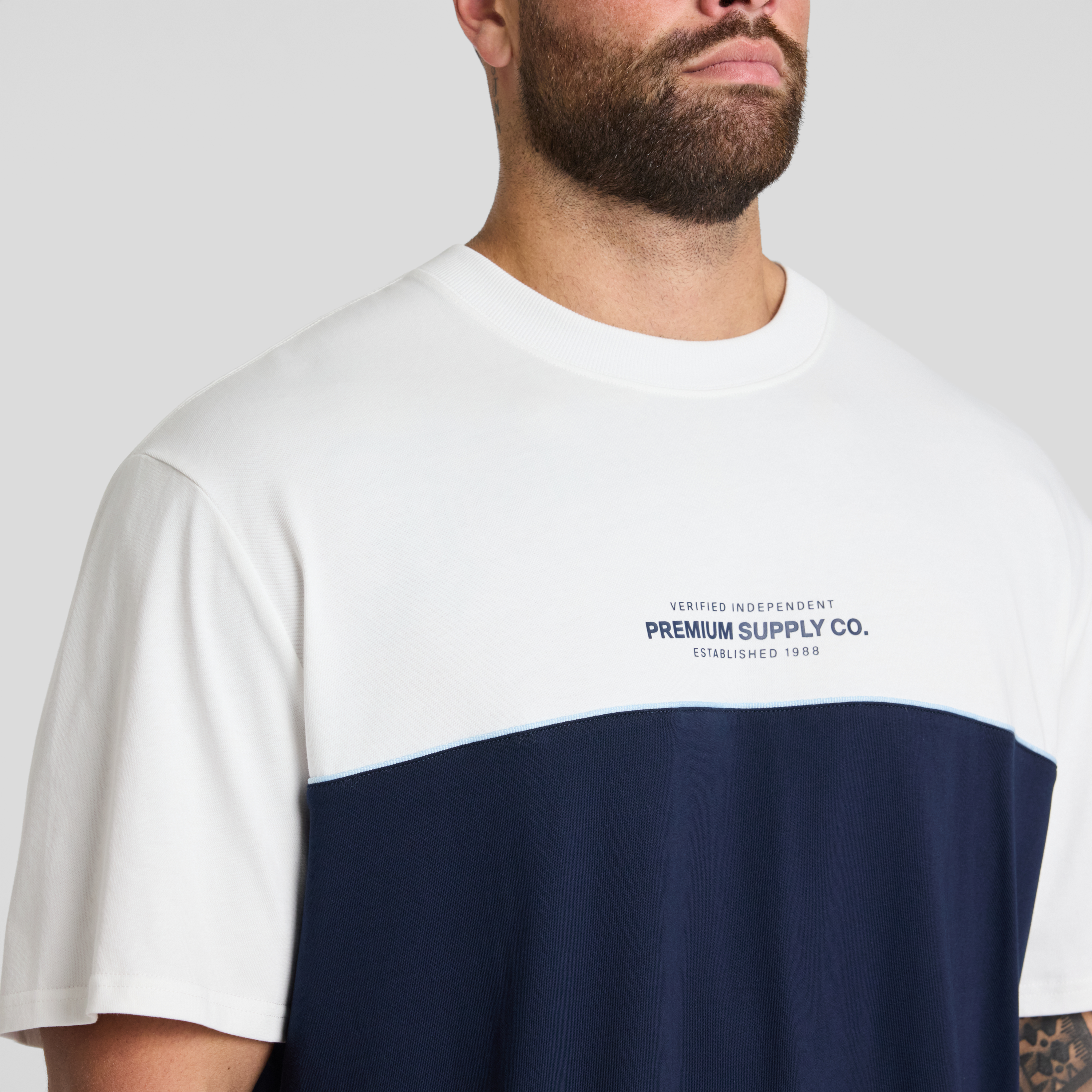 Navy Block Panel Relaxed Fit Tee