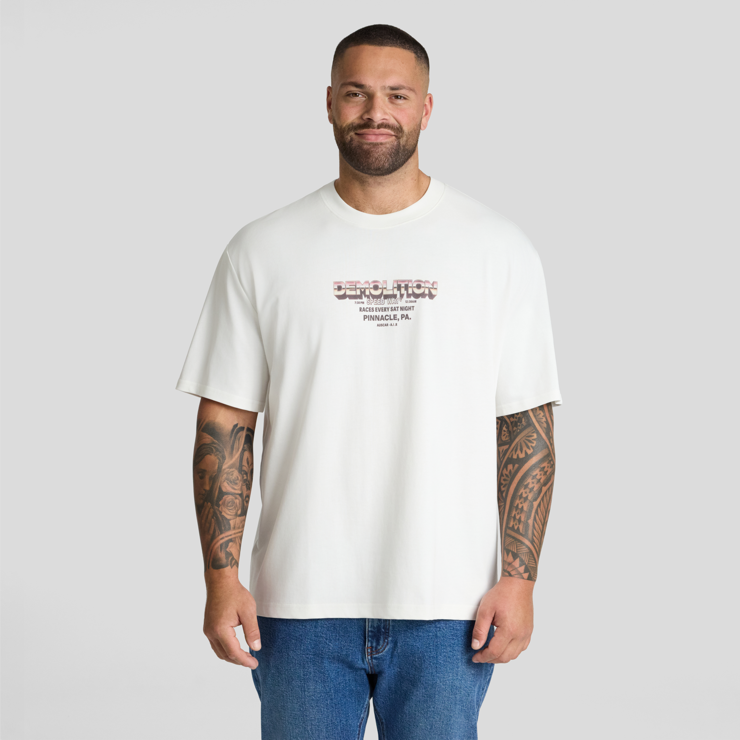 White Demolition Relaxed Fit Tee