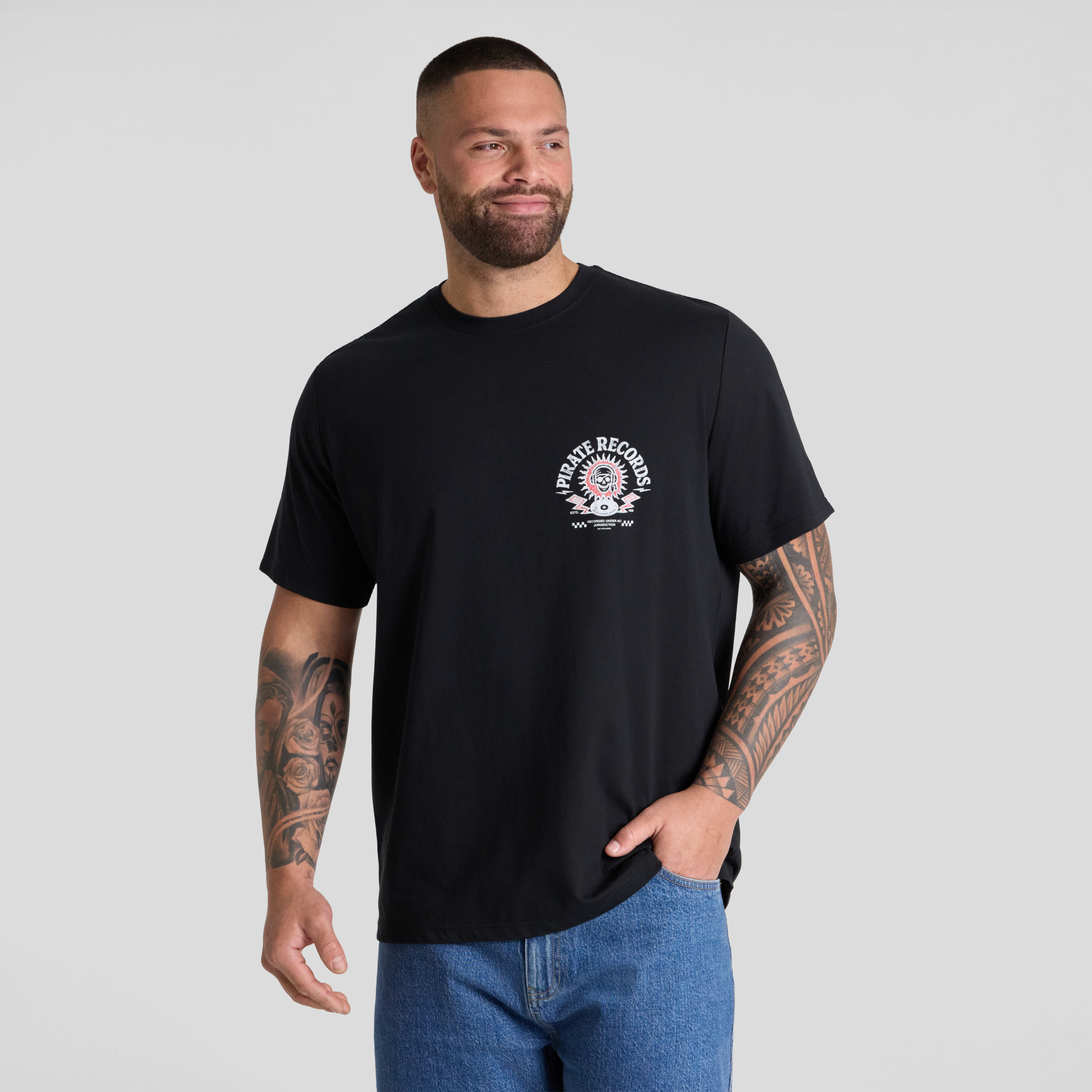 Black Pirate Crew Neck Tee