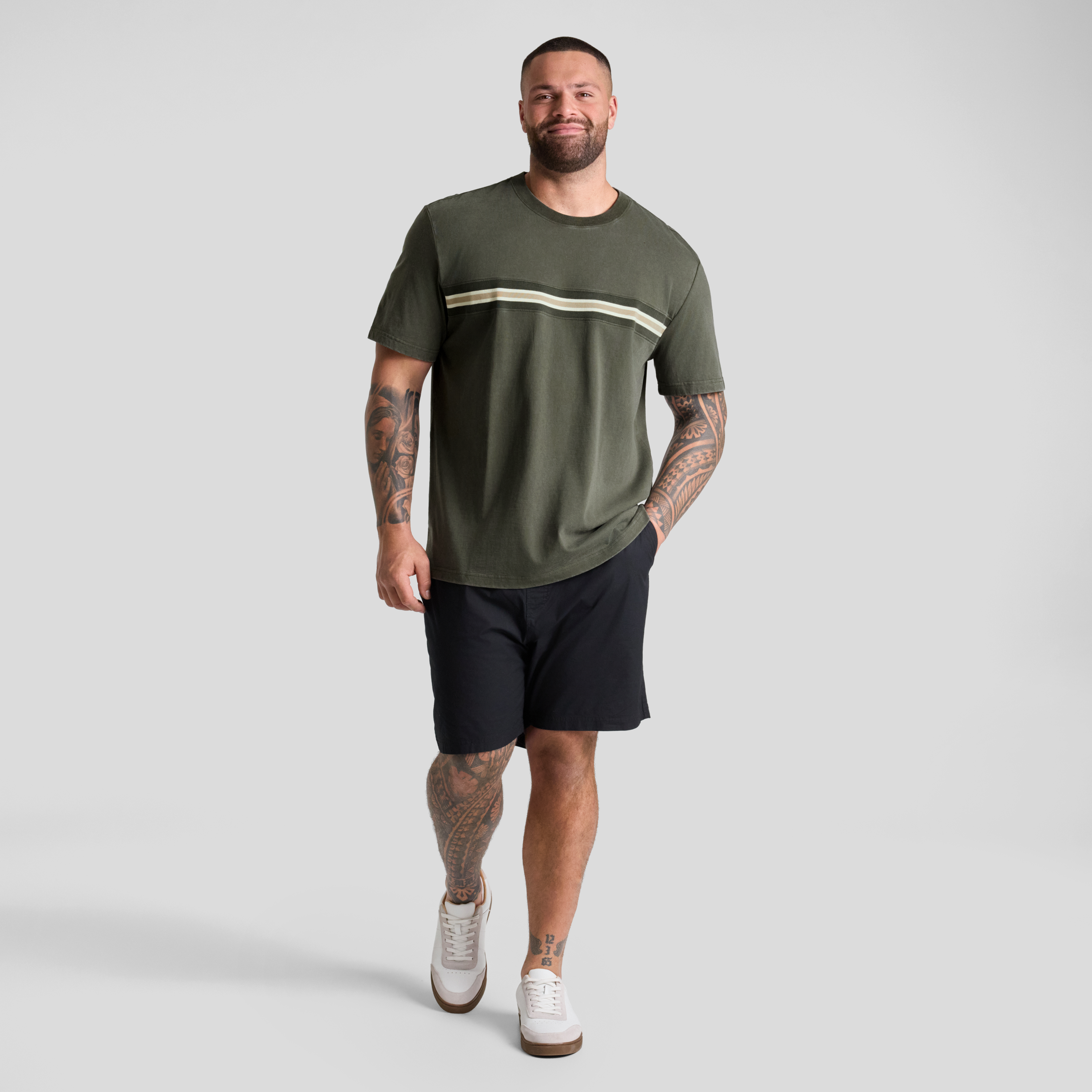 Washed Khaki Wash Panel Classic Tee