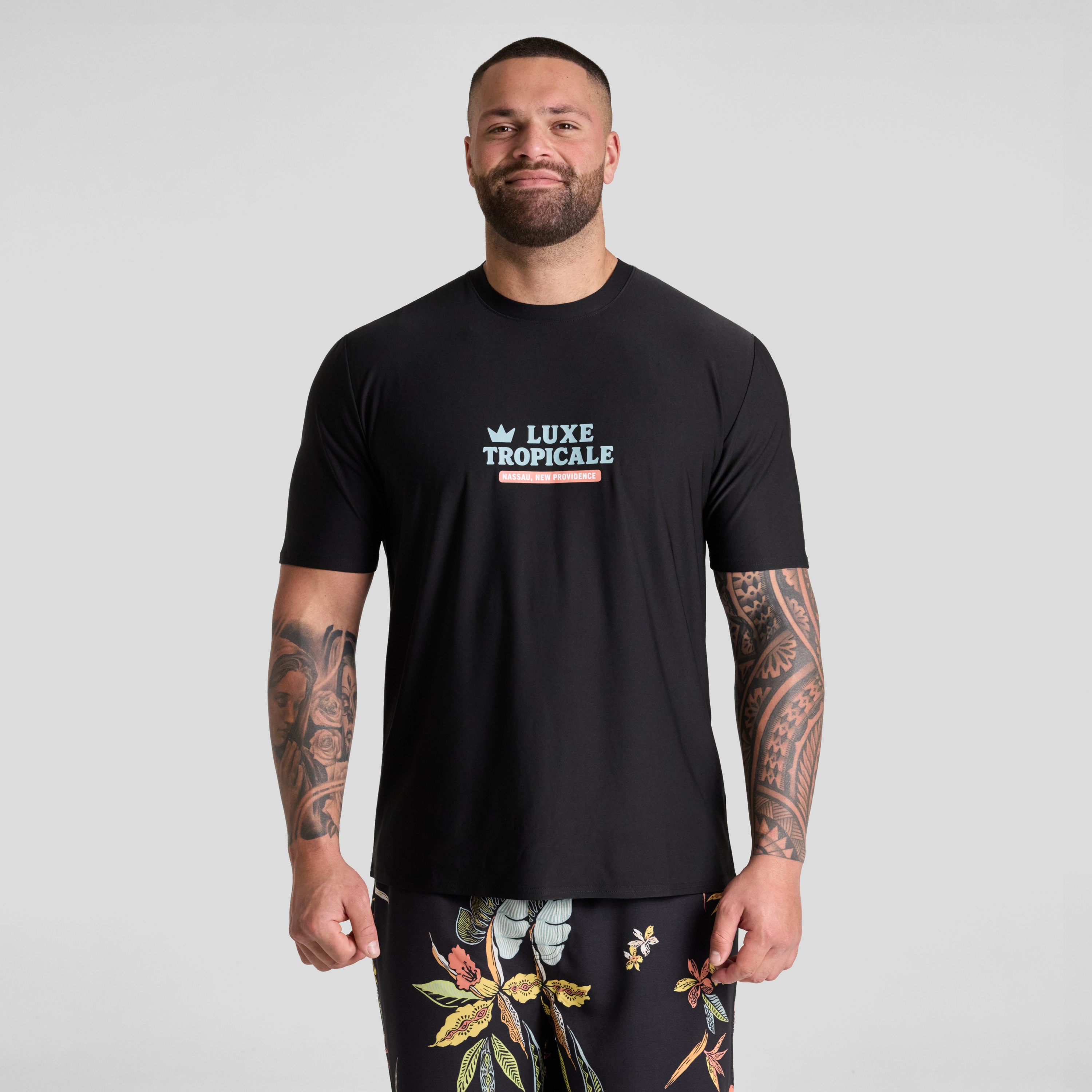 Black Tropicale Swim Surf Tee