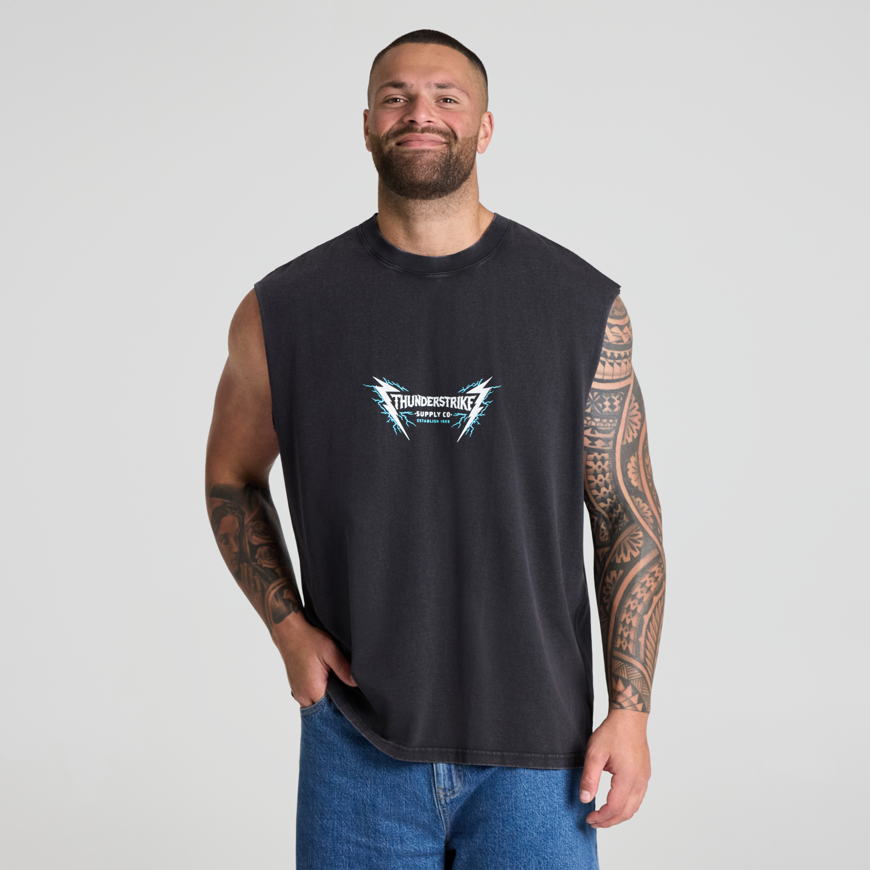 Washed Black Thunderstrike Muscle Tee