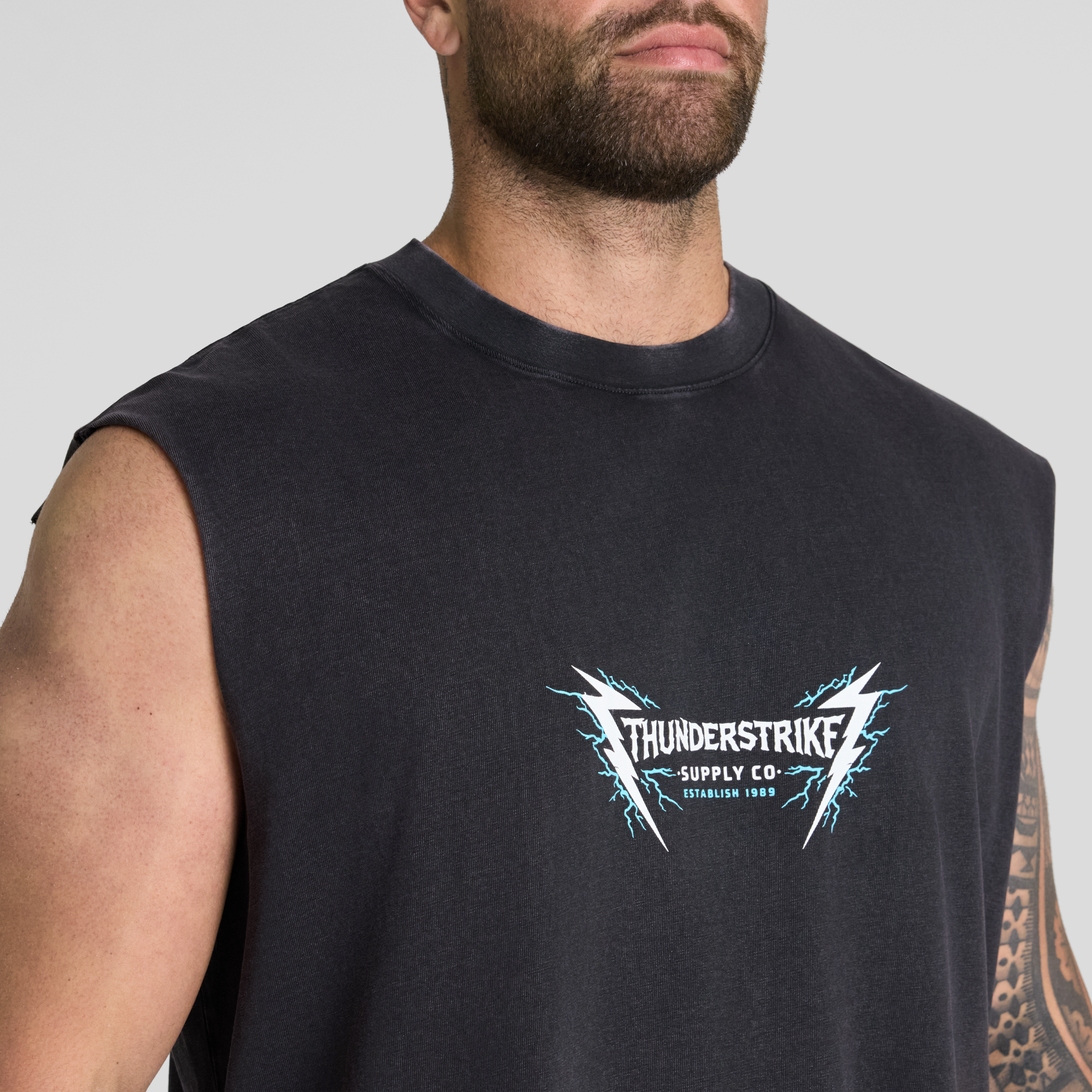 Washed Black Thunderstrike Muscle Tee