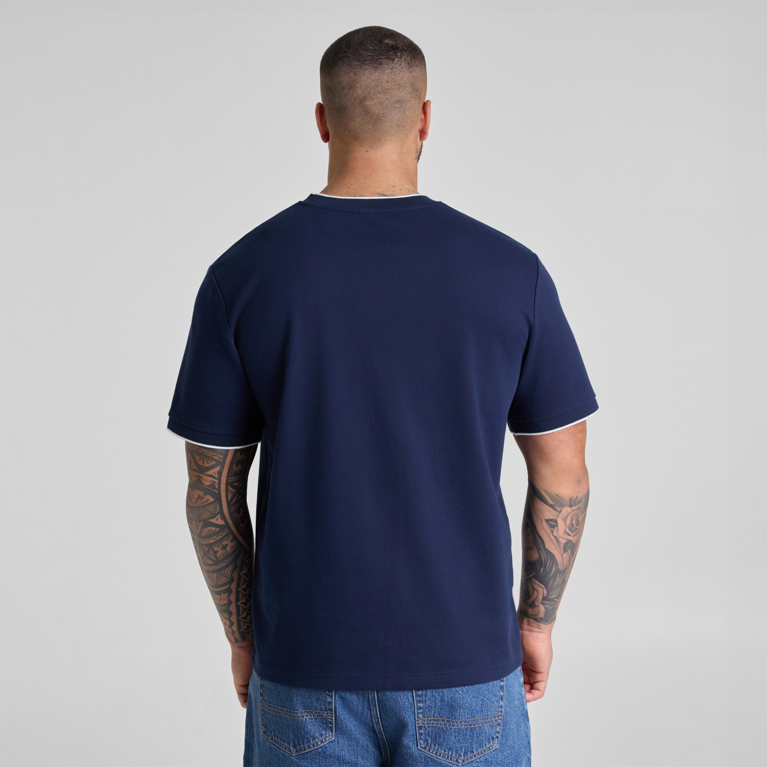 Navy Contrast Bias Tee