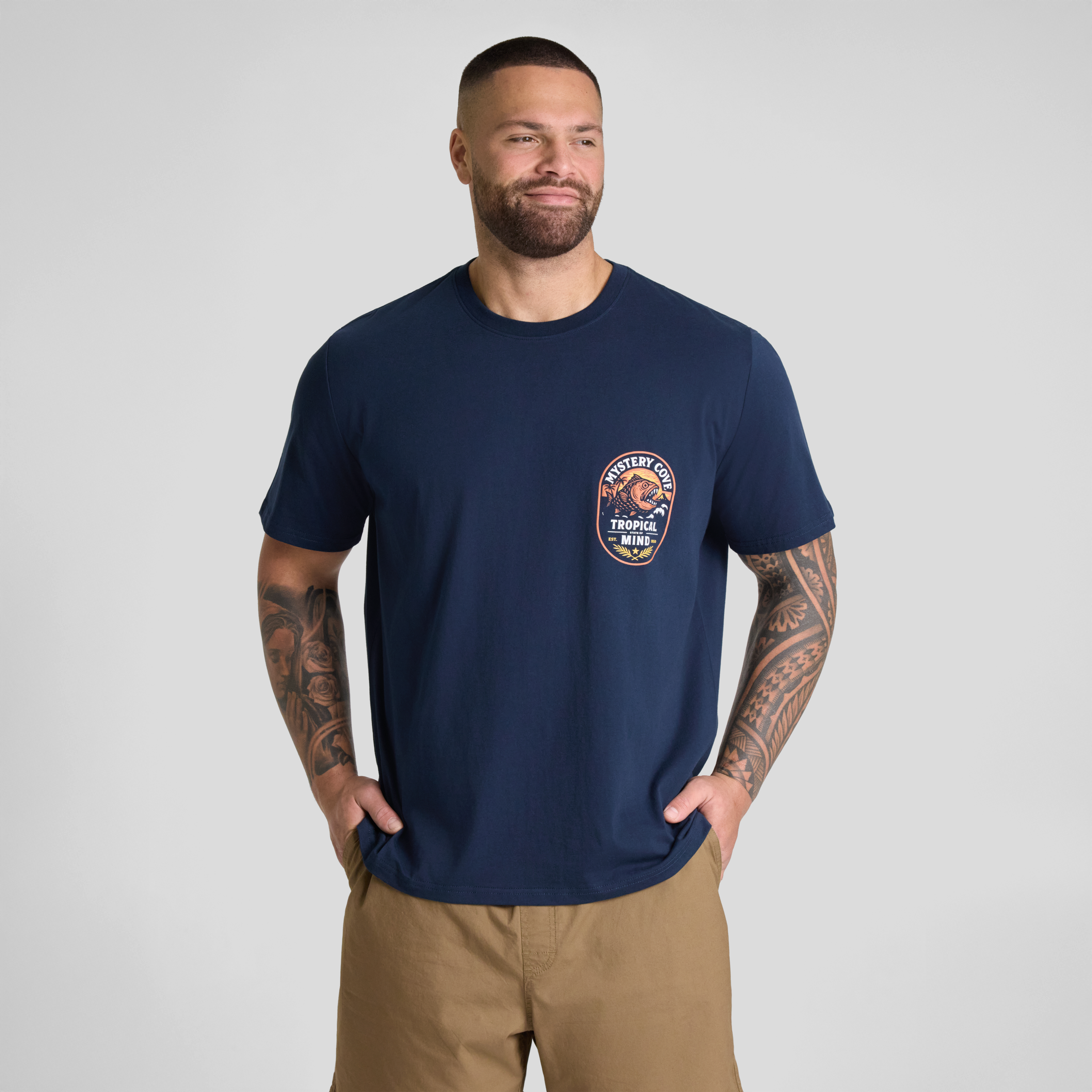 Navy Mystery Cove Crew Neck Tee