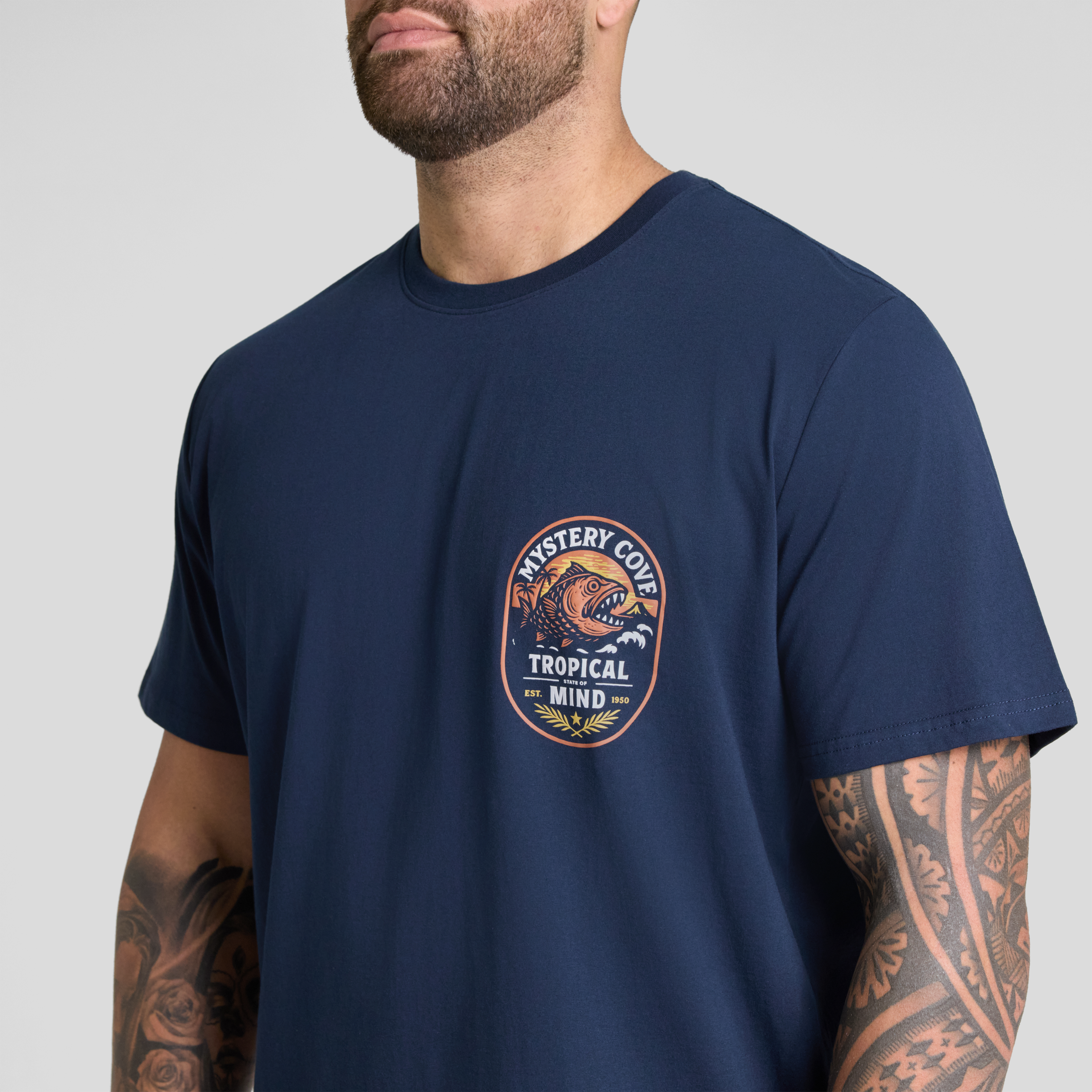 Navy Mystery Cove Crew Neck Tee