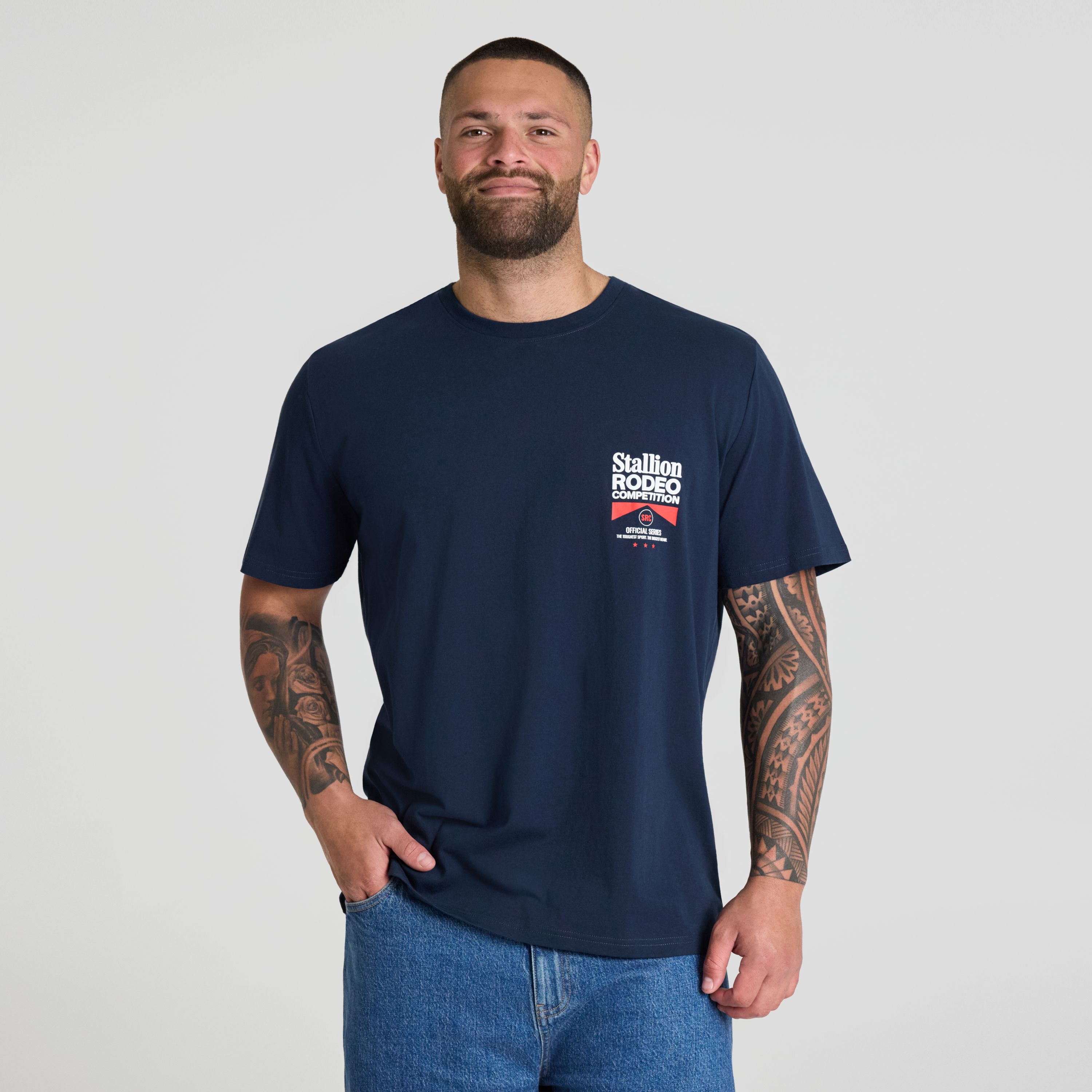 Navy Stallion Print Tee