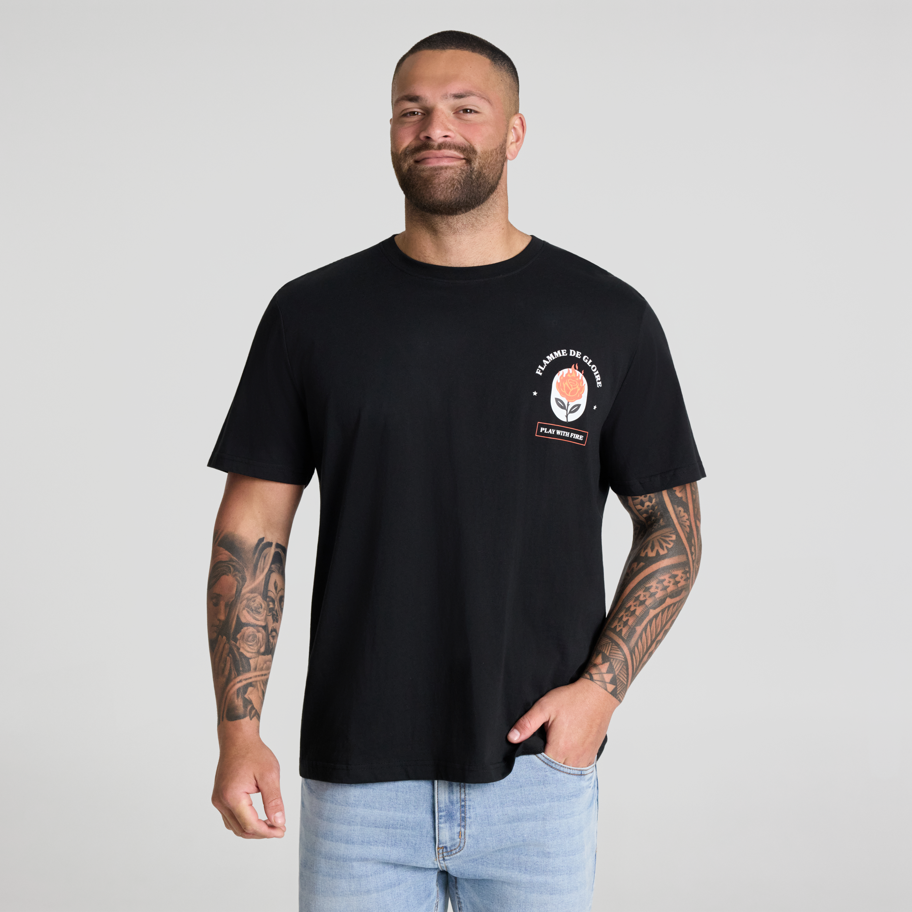 Black Flames Print Tee