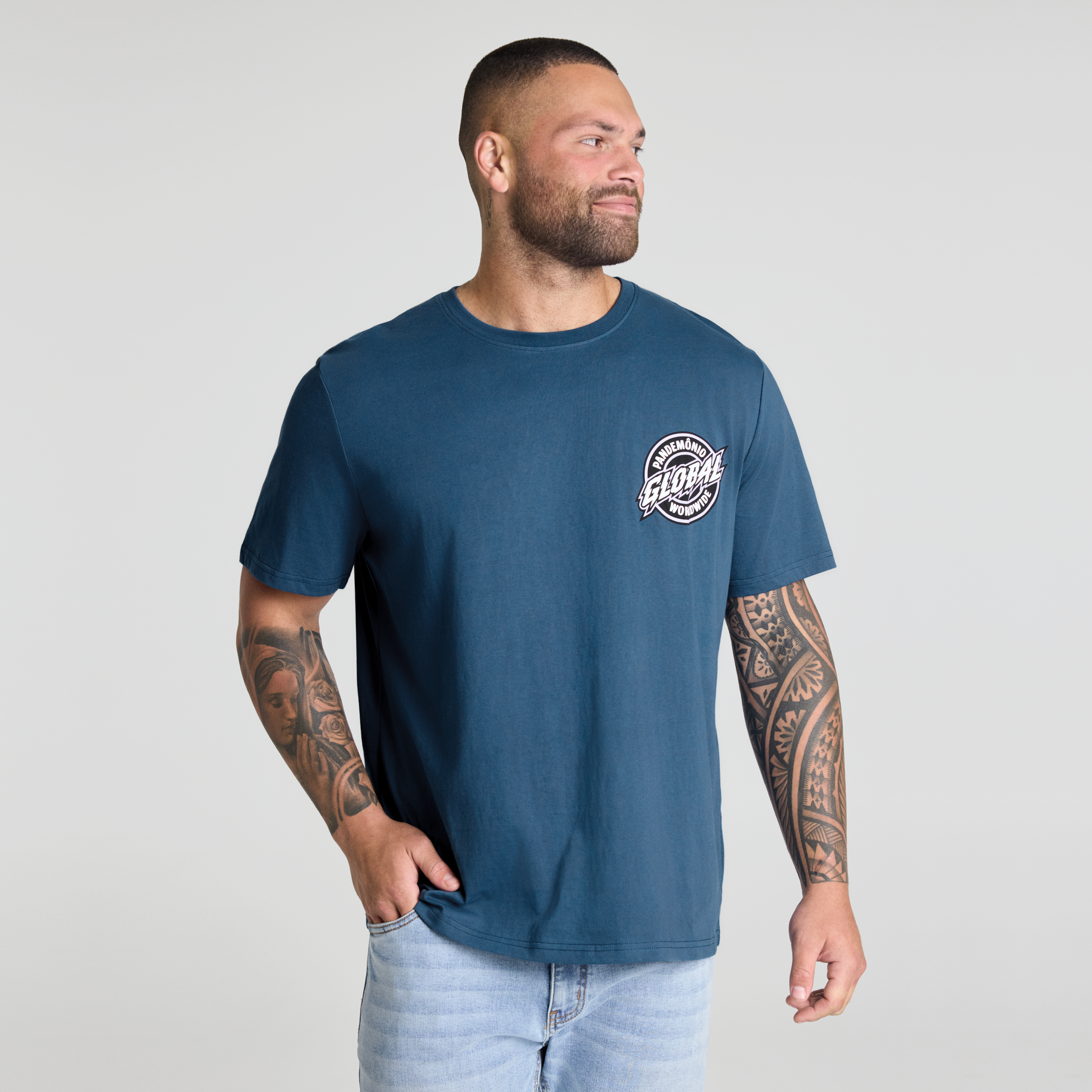 Airforce Blue Pandemonium Print Tee