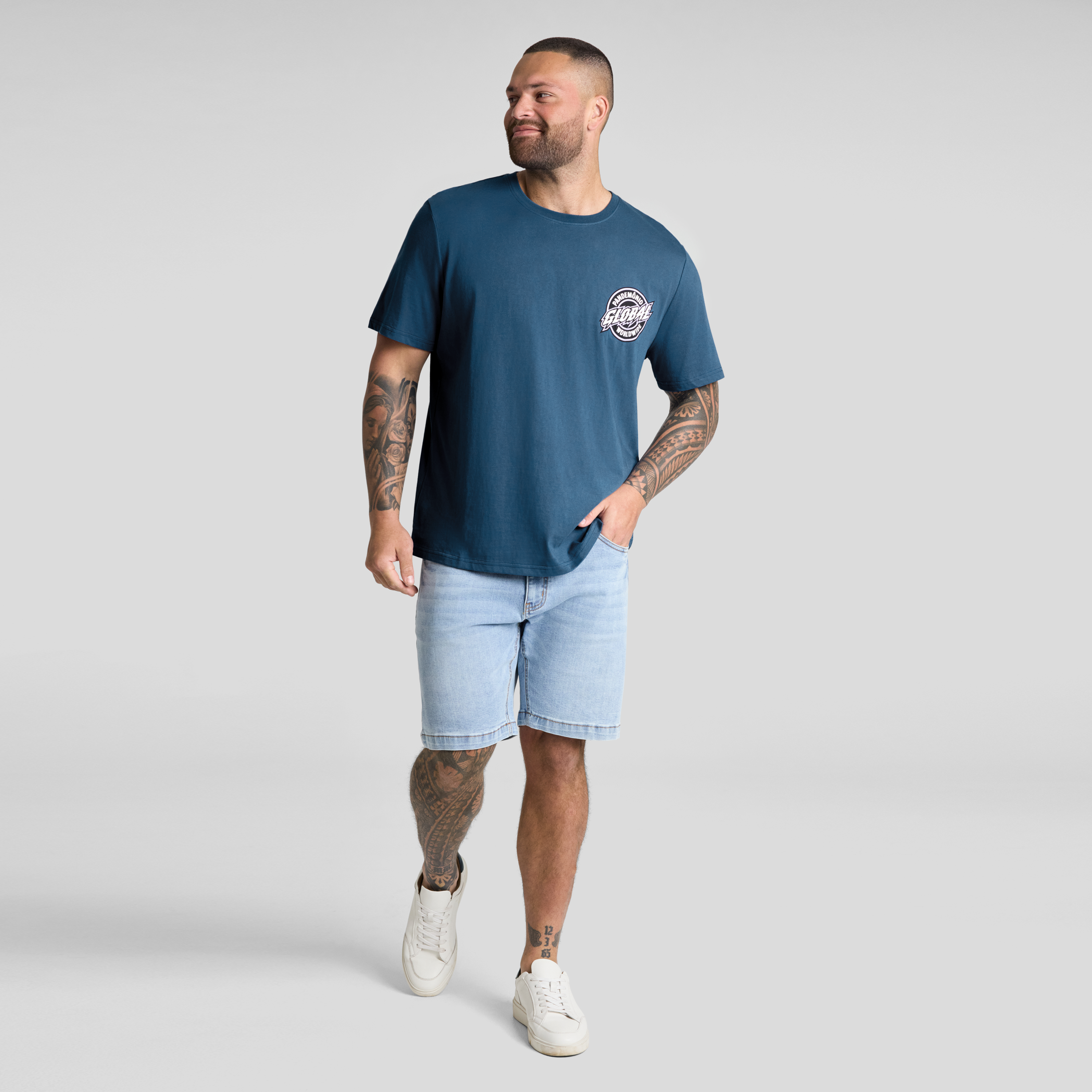 Airforce Blue Pandemonium Print Tee